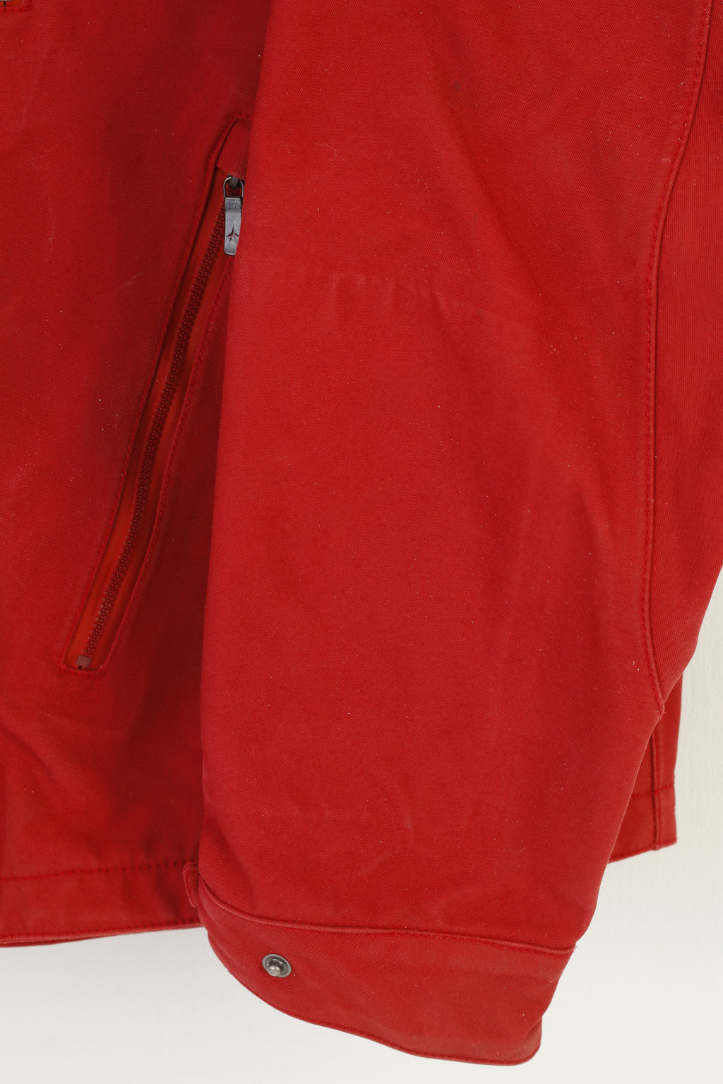 Fretex Hommes L Veste Fermeture Éclair Complète Rouge Outwear Haut Vintage