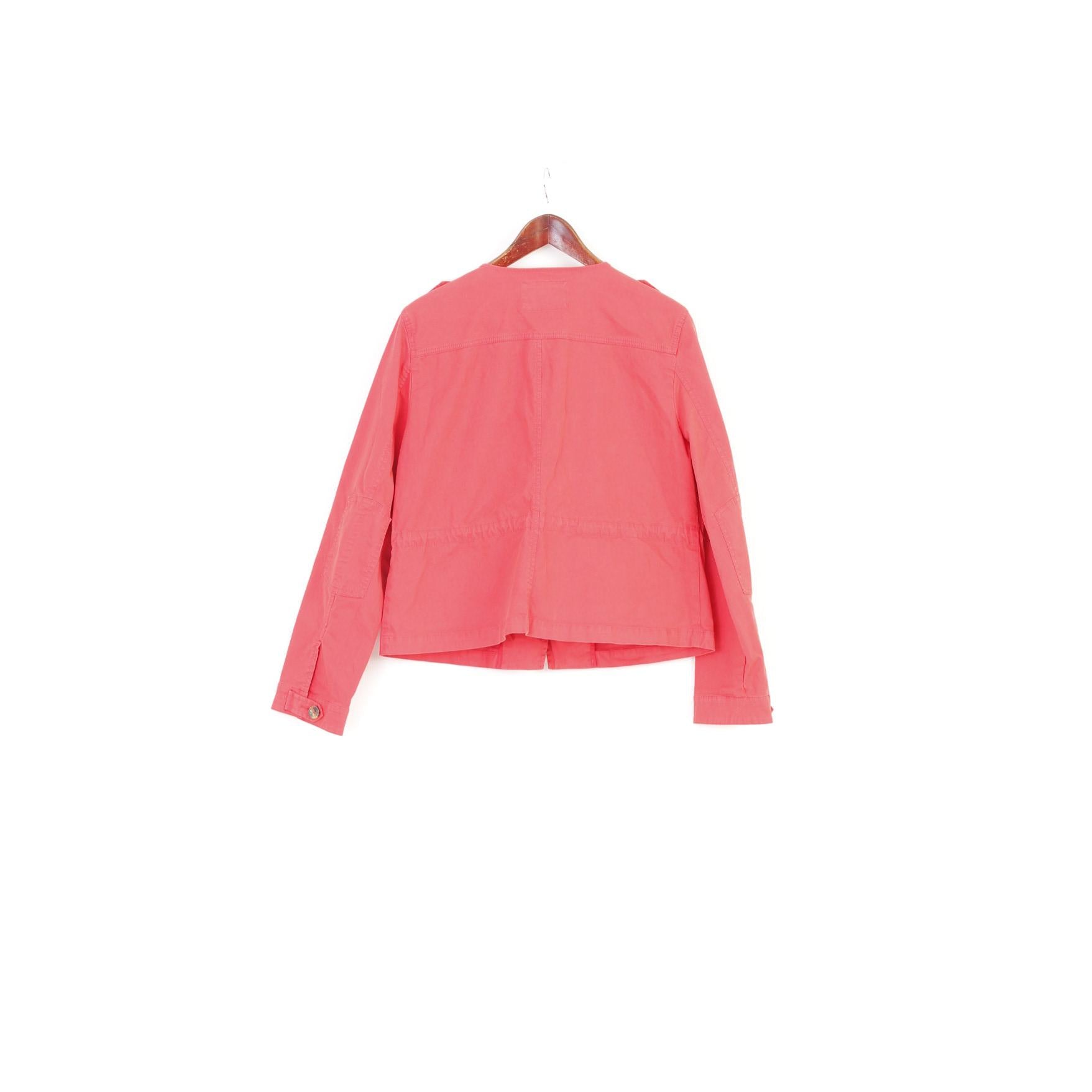 Caroll Woman XL Jacket Coral Cotton Full Zipper Snap Buttons Pockets Top