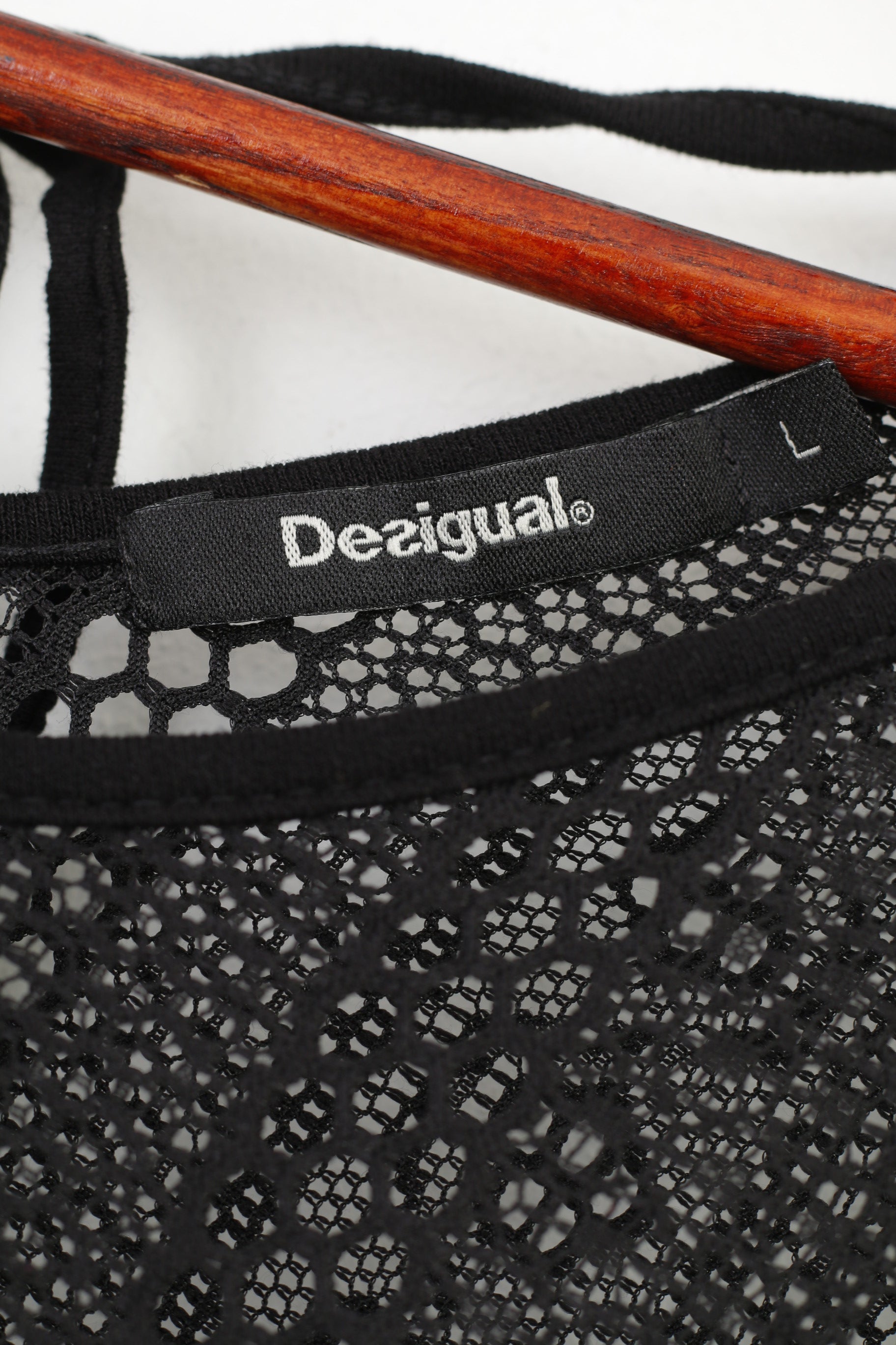 Desigual Woman L Shirt Black Long Sleeve Lace Boho Wide Sleeves Top