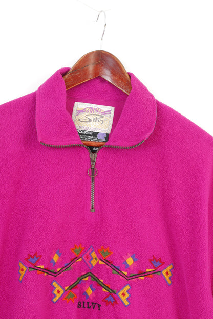 Silvy Woman S Polaire Top Rose Vintage Aztèque Vêtements d'hiver Zip Neck Sweatshirt