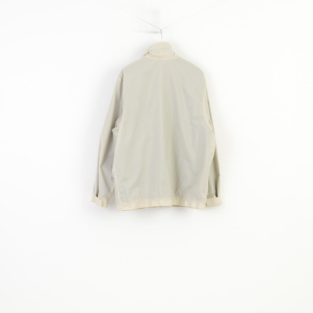 Champion Men L Jacket Beige Full Zipper  Nylon Vintage Pockets Outwear  Top