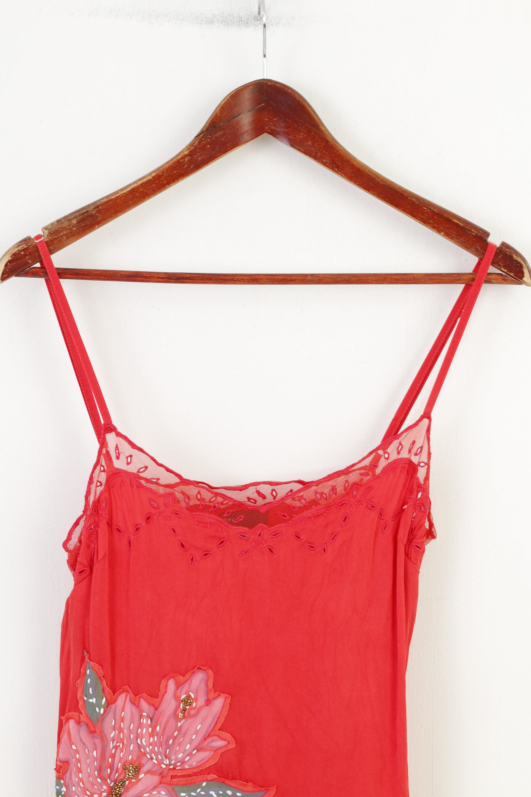 Toy G. Robe de nuit en soie rouge pour femme, manches longues, imprimé floral, vêtements de nuit