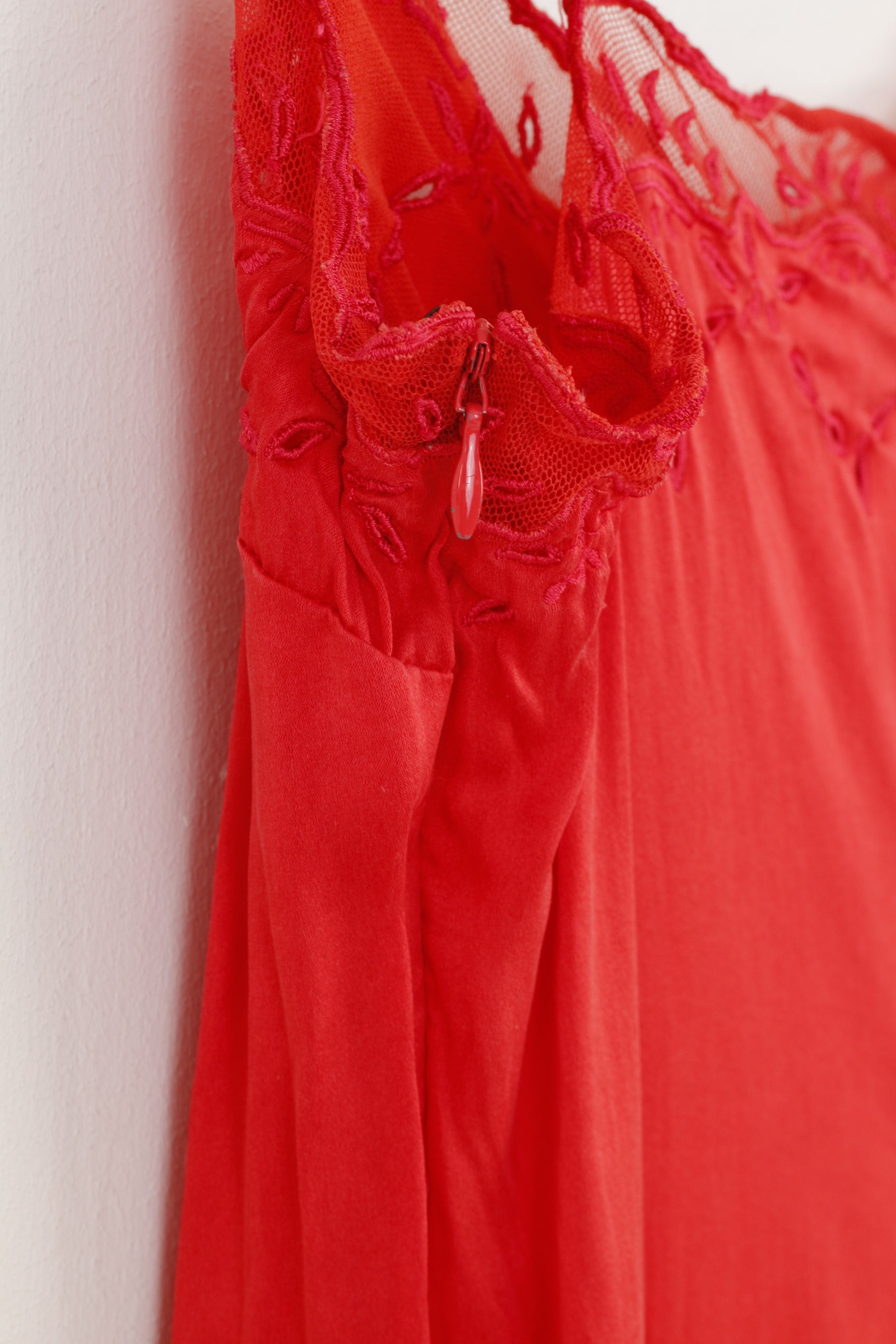 Toy G. Women M Sleep Dress Red Silk Flower Print Sleevelees Sleepwear