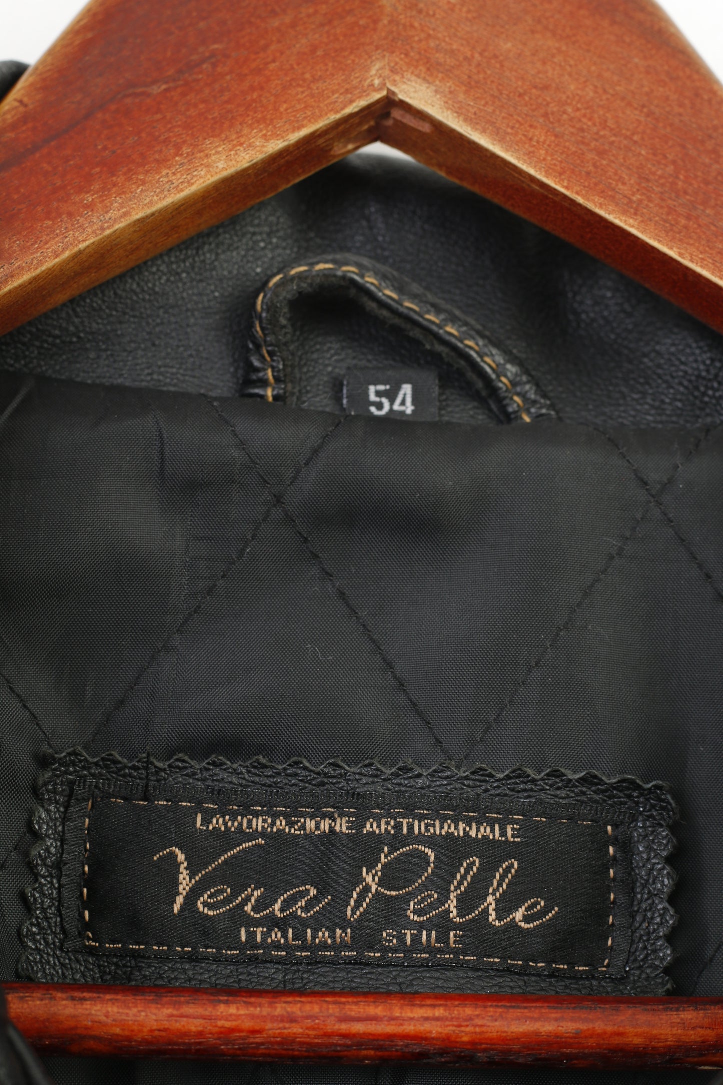 Nouveau Vintage hommes 54 L veste en cuir noir col à fermeture éclair complète Style italien haut