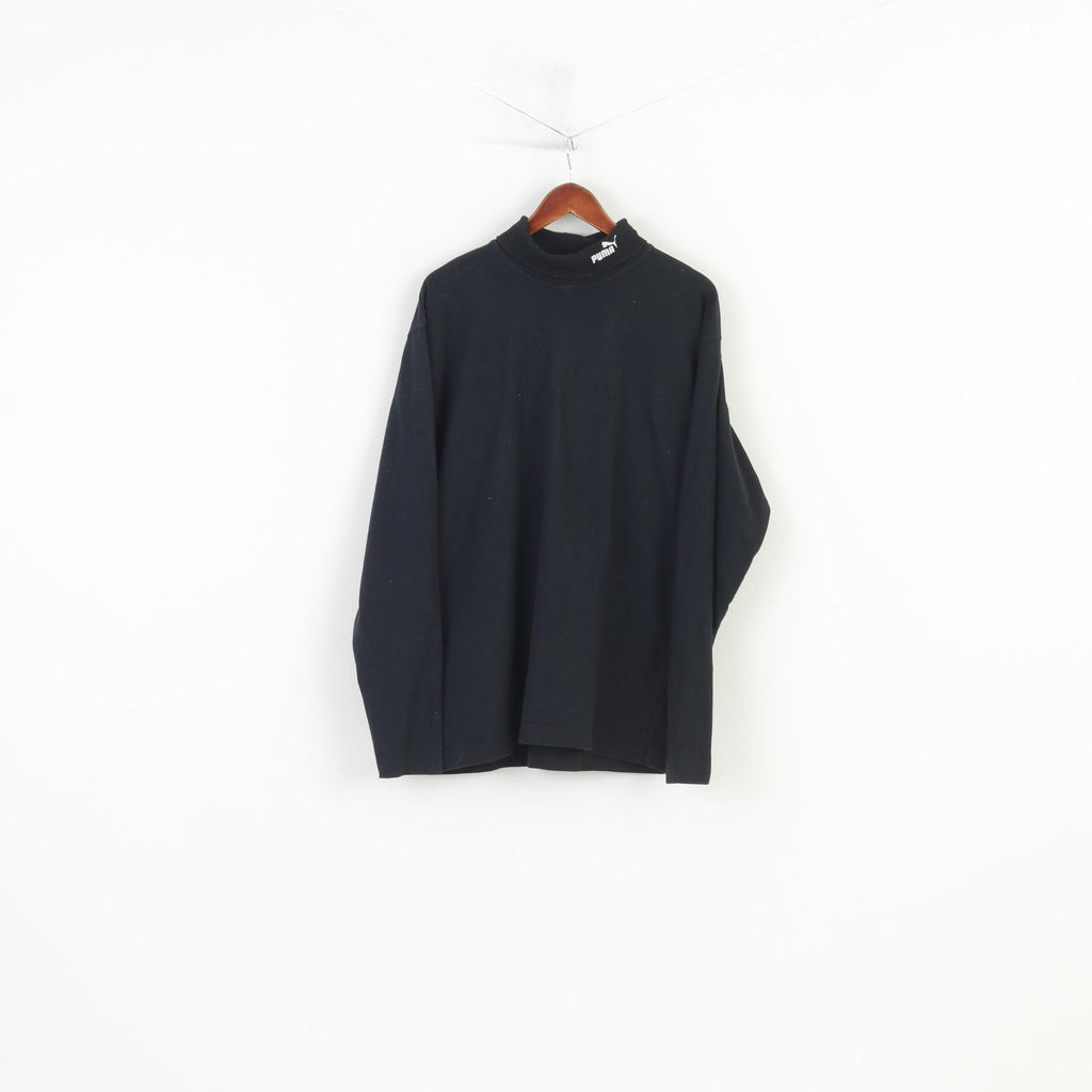 Puma Men XL Shirt Longsleeve Black Sportswear Golf Vintage Cotton  Top