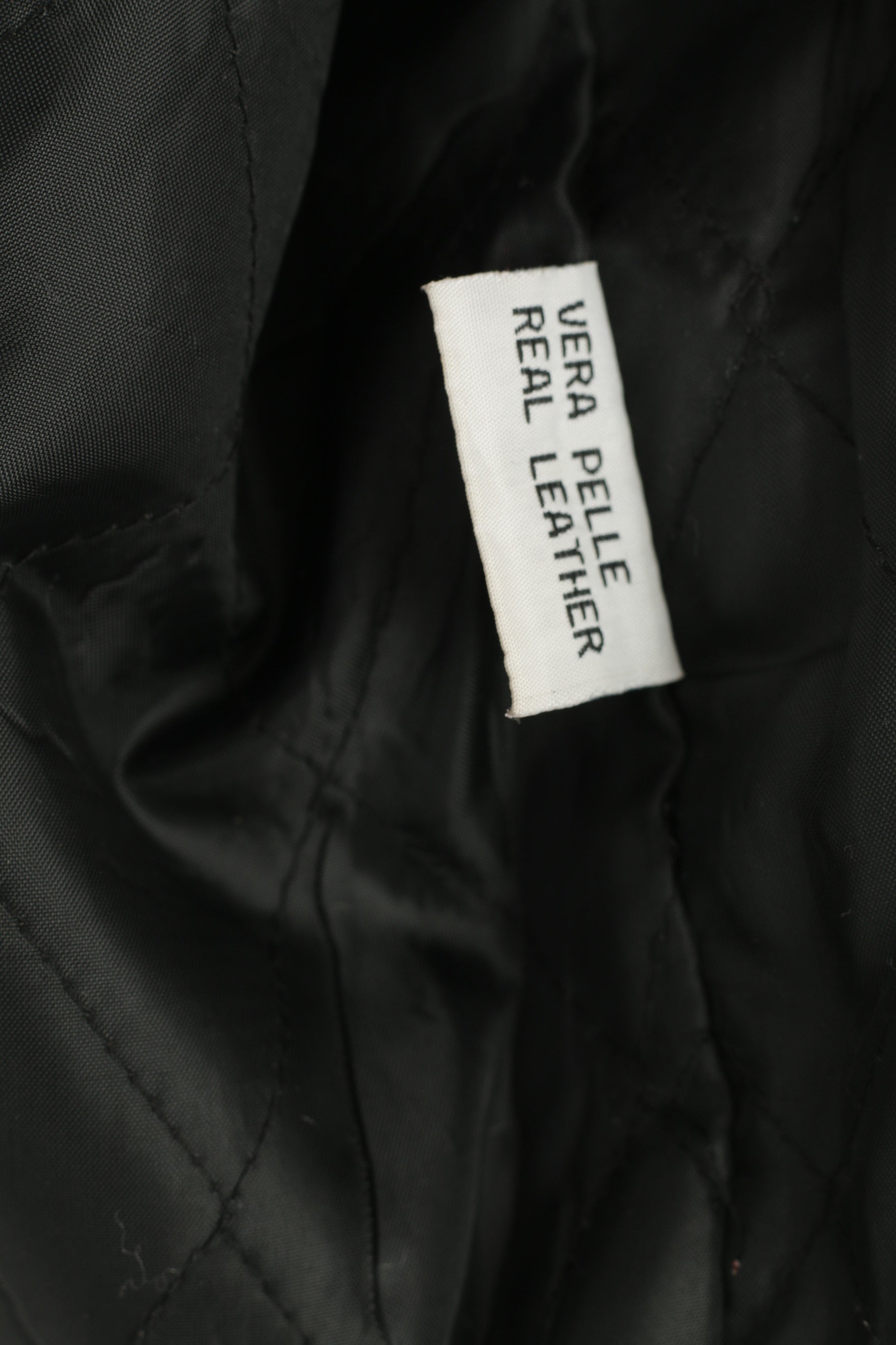 New Vintage Men 54 L Leather Jacket Black Full Zipper Collar Italian Style Top
