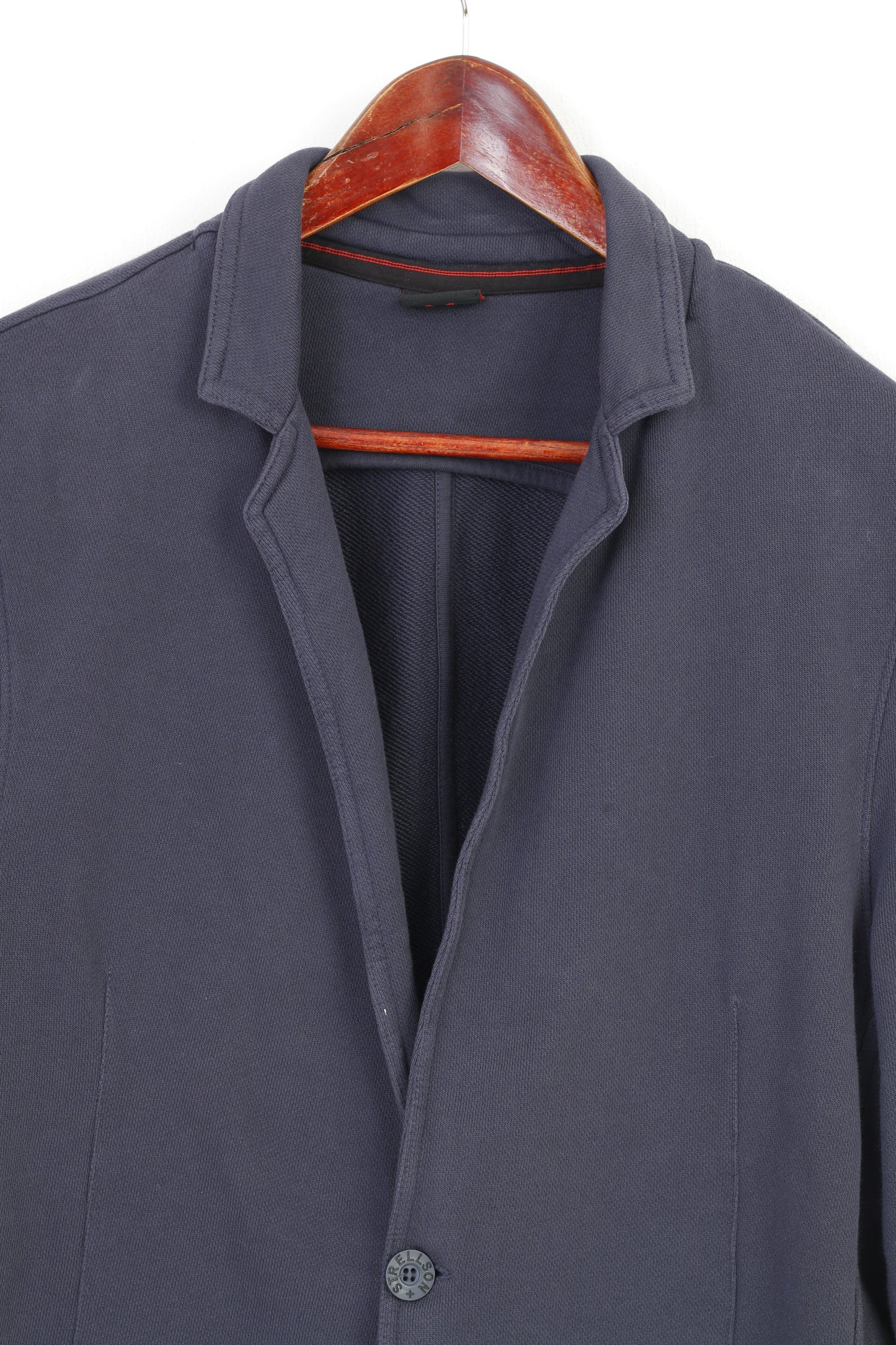 Strellson Uomo M Blazer in cotone Blu navy con bottoni Top a maniche lunghe