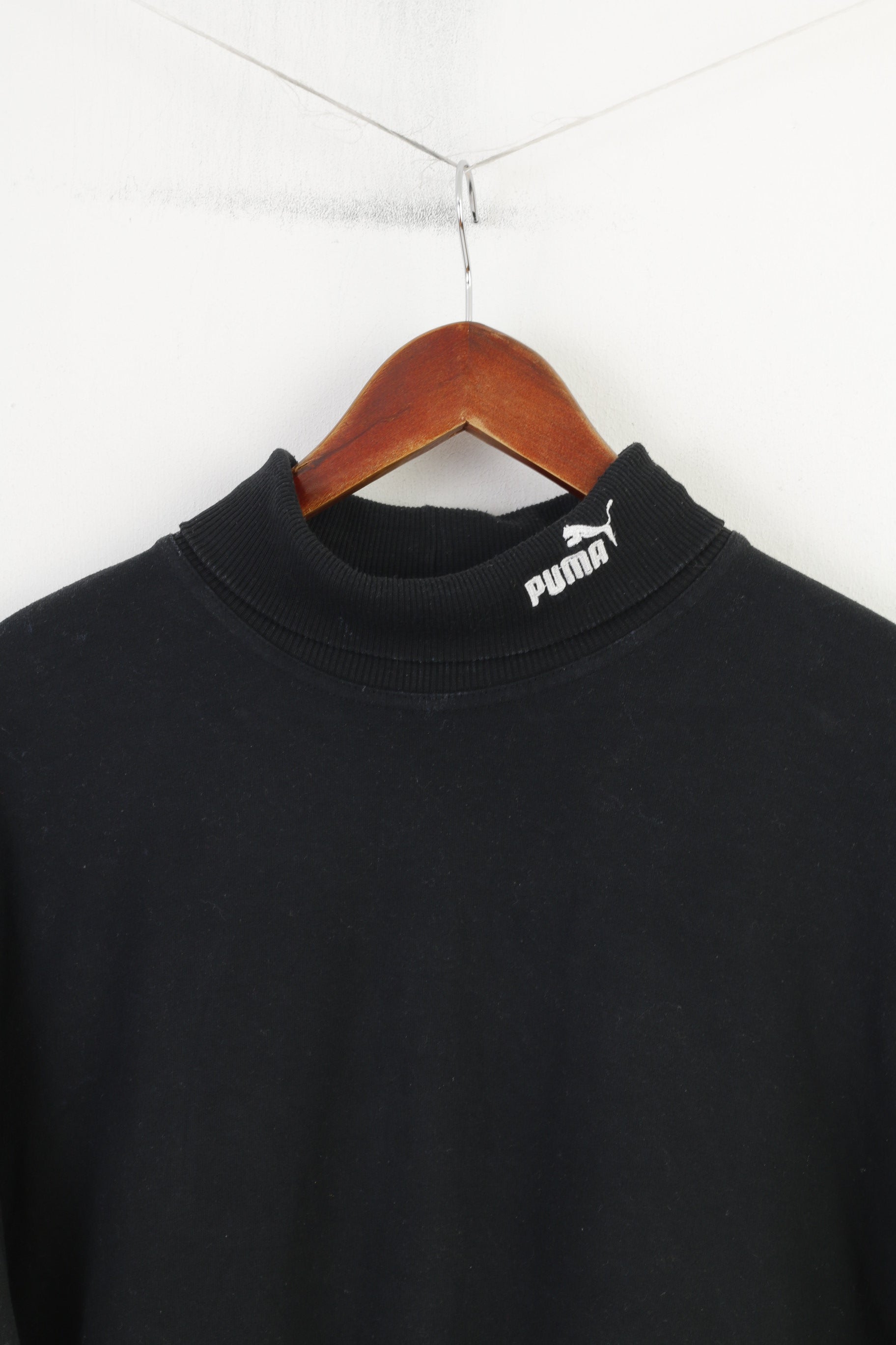 Puma Men XL Shirt Black Vintage Golf Sportswear Longsleeve Cotton Top