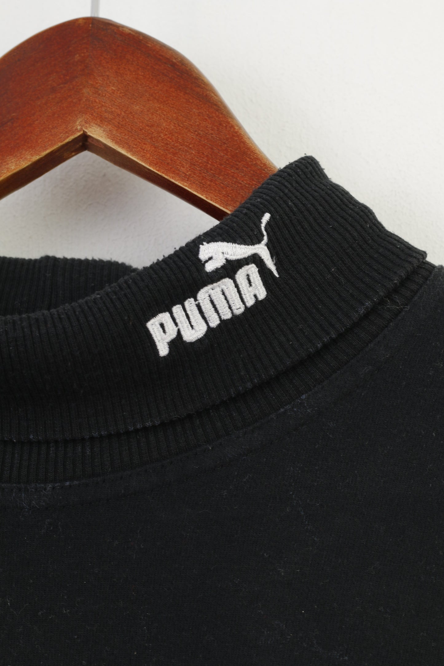 Puma Chemise XL pour homme Noir Vintage Golf Sportswear Haut en coton à manches longues