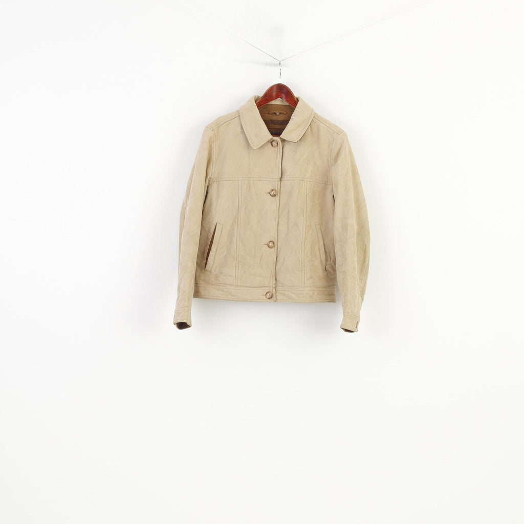 Ploumanac'h Women 8 40 Jacket Cotton Beige Bottoms Collar Vintage Padded  Top