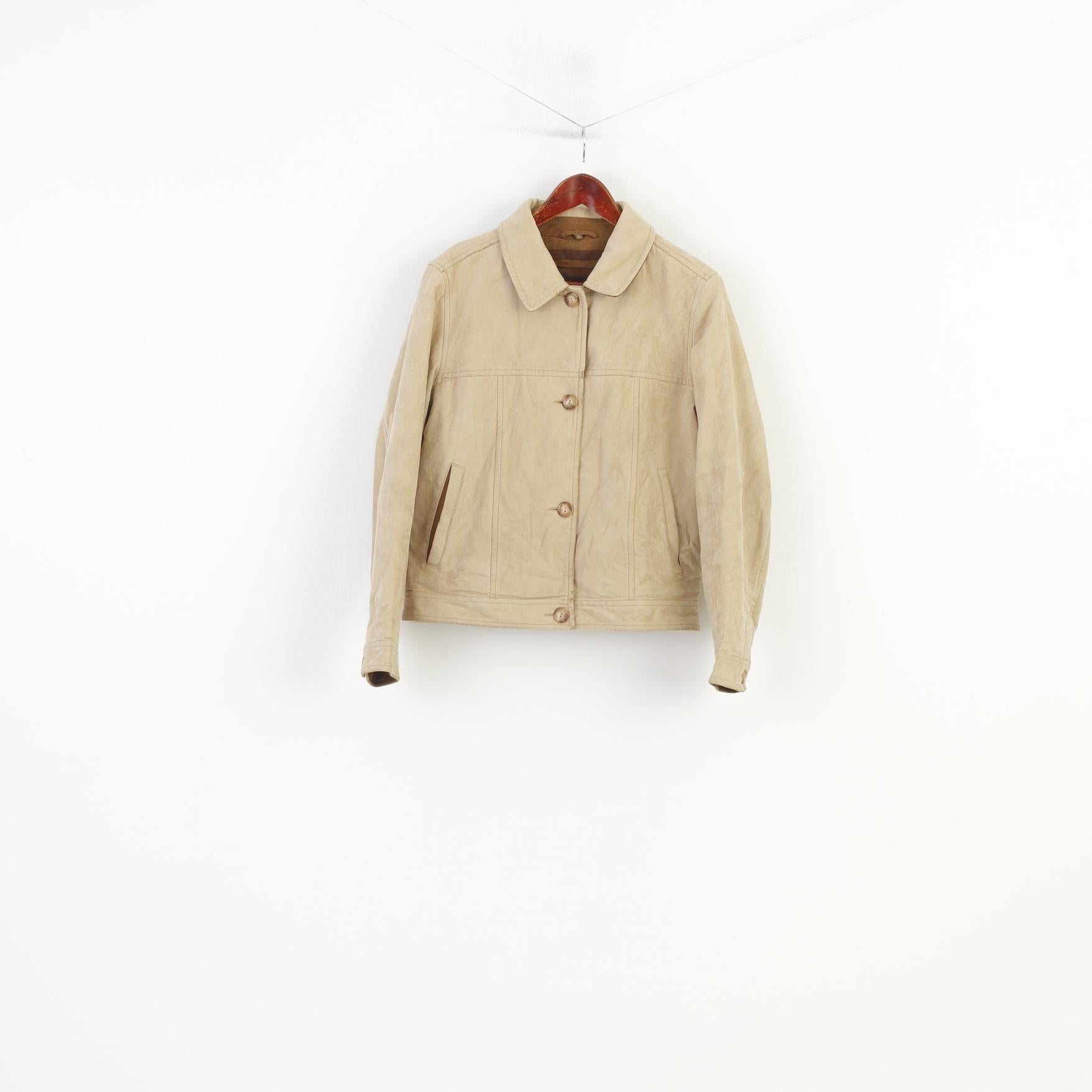 Ploumanac'h Women 8 40 Jacket Cotton Beige Bottoms Collar Vintage Padded  Top