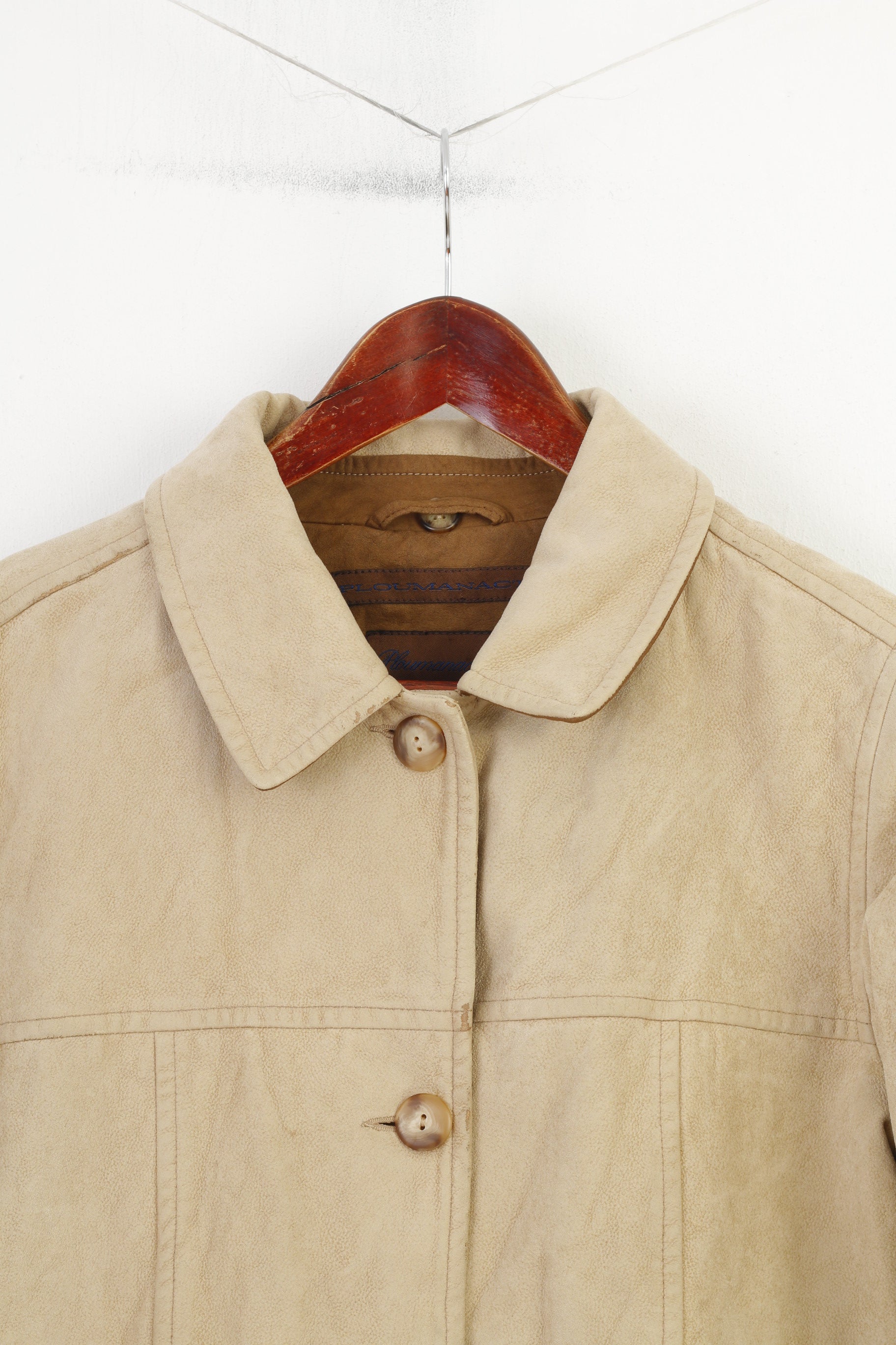 Ploumanac'h Women 8 S Jacket Retro Cotton Beige Bottoms Collar Vintage Padded  Top