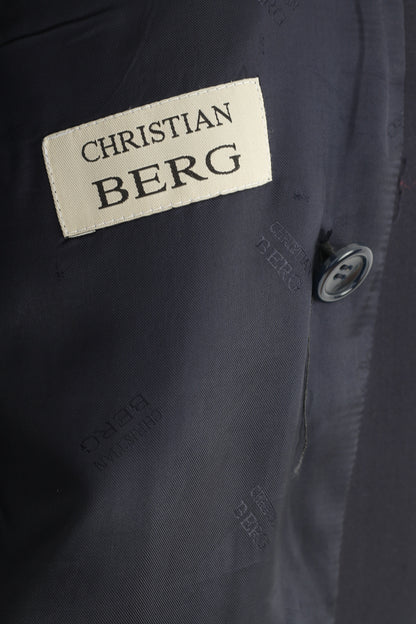 Christian Berg Men 42 Blazer Wool  Navy Loro Piana Super 110's Breasted Jacket Buttons Top