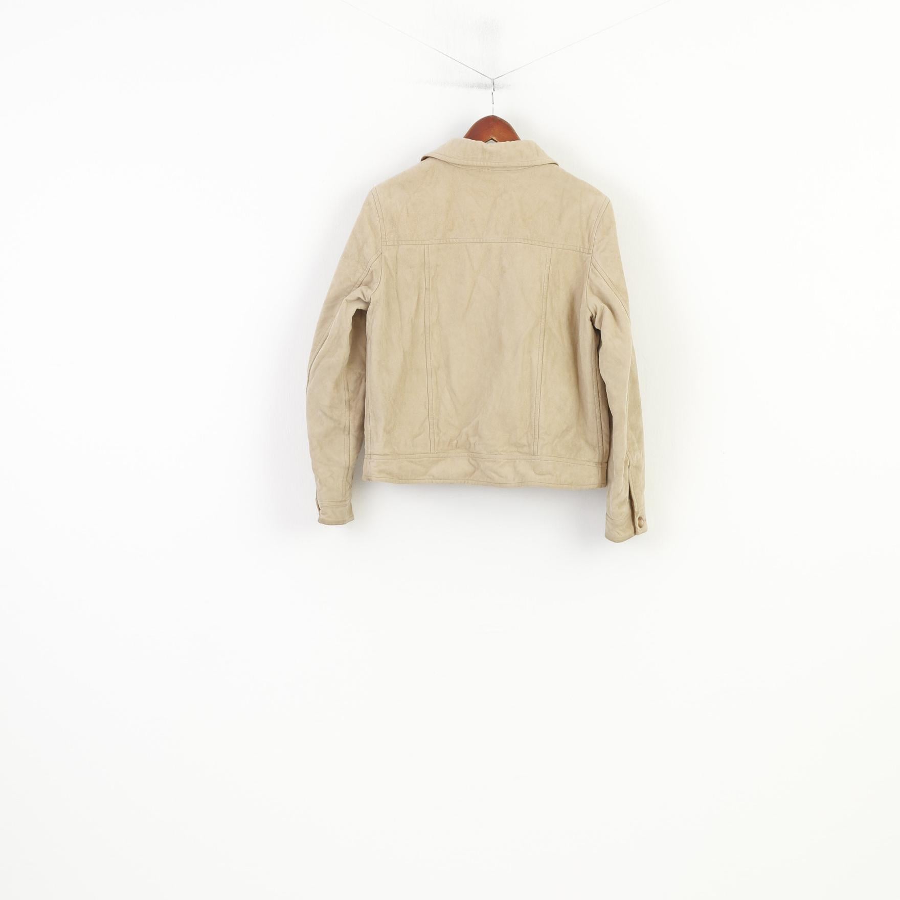 Ploumanac'h Femme 8 S Veste Rétro Coton Beige Bas Col Vintage Haut Rembourré