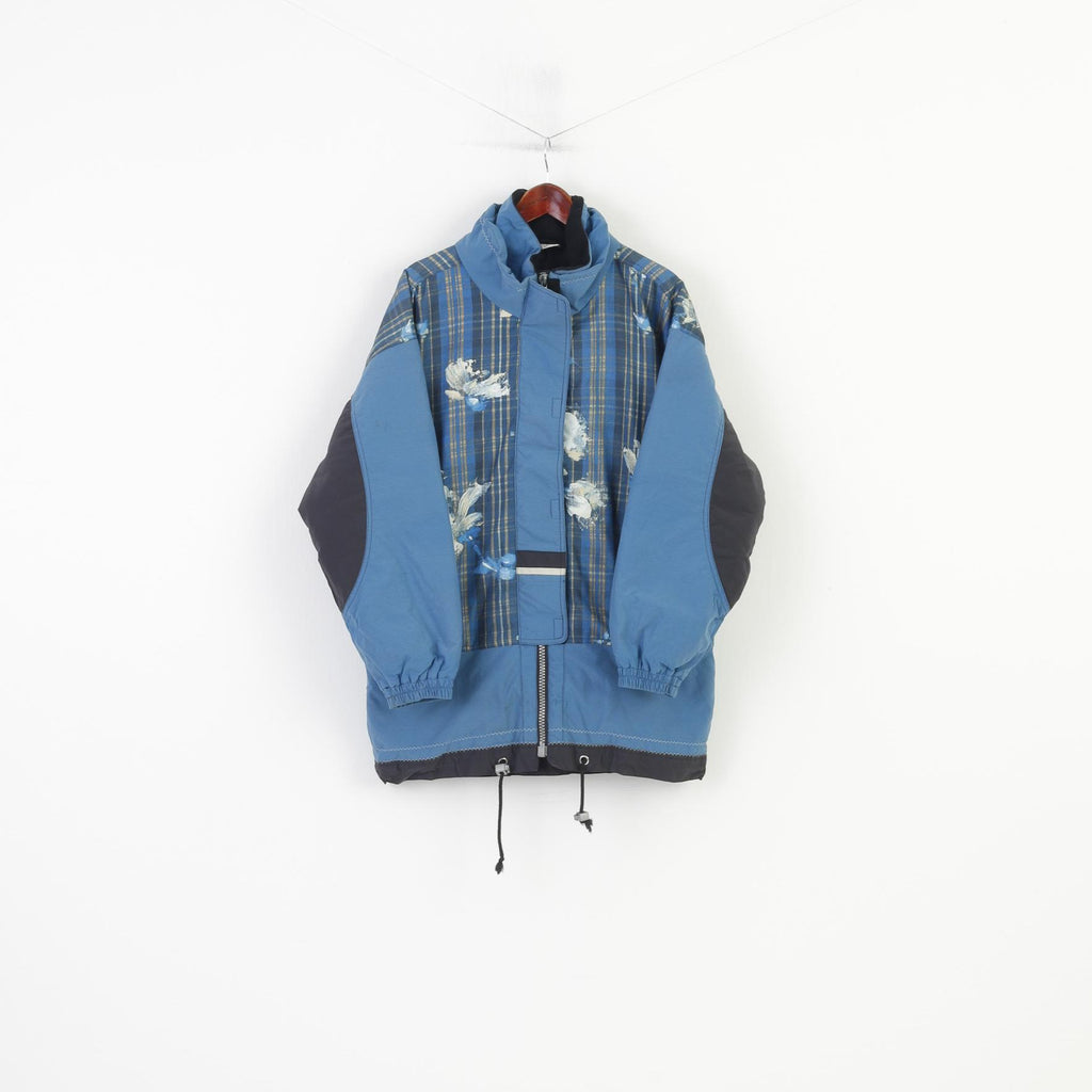 Active Swiss Design Women 40 L Jacket Blue Nylon  Retro Full Zipper Outwear Vintage Top