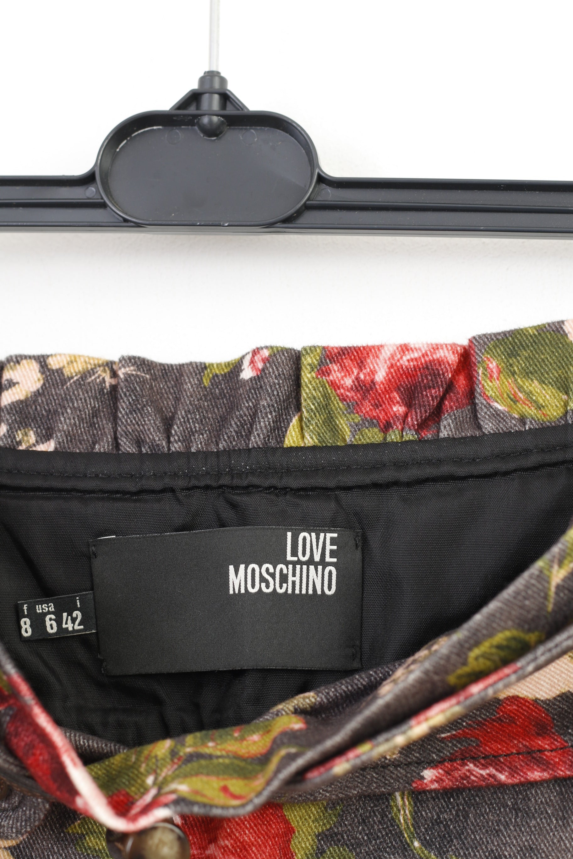 Love Moschino Femme 6 S Jupe Coton Floral Italie Multicolore Ceinturé