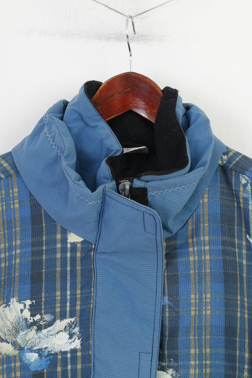 Active Swiss Design Women 40 L Jacket Blue Nylon  Retro Full Zipper Outwear Vintage Top