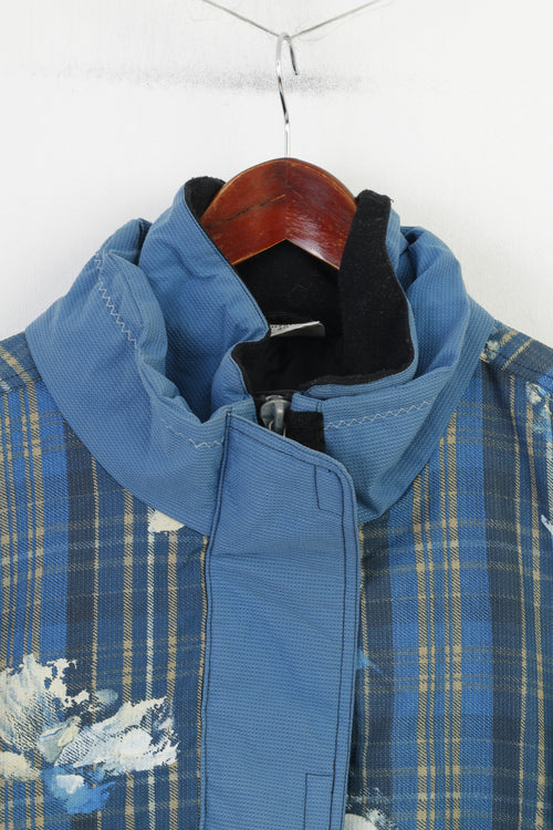 Active Swiss Design Femmes 40 L Veste Bleu Nylon Rétro Pleine Fermeture Éclair Outwear Haut Vintage