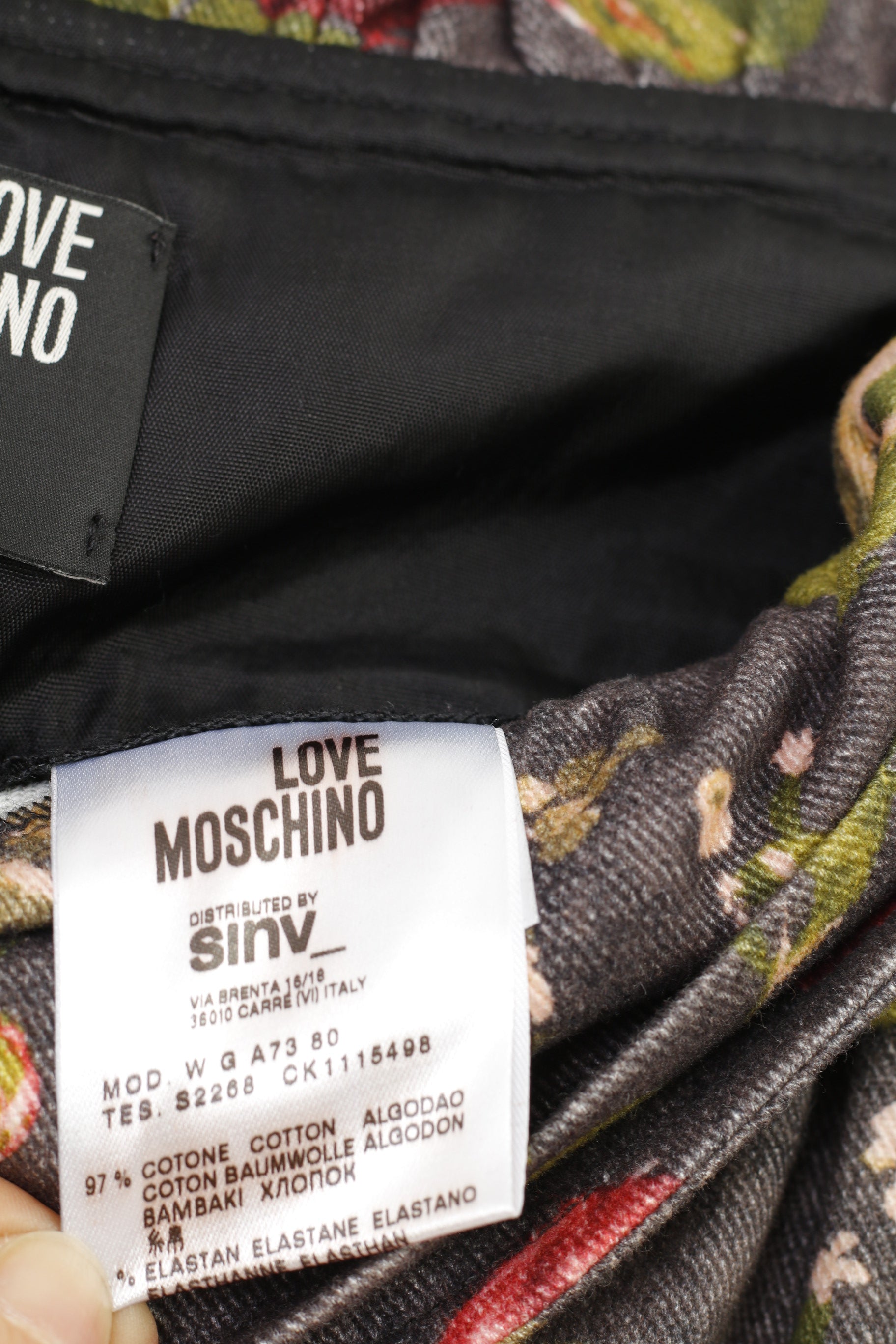 Love Moschino Femme 6 S Jupe Coton Floral Italie Multicolore Ceinturé