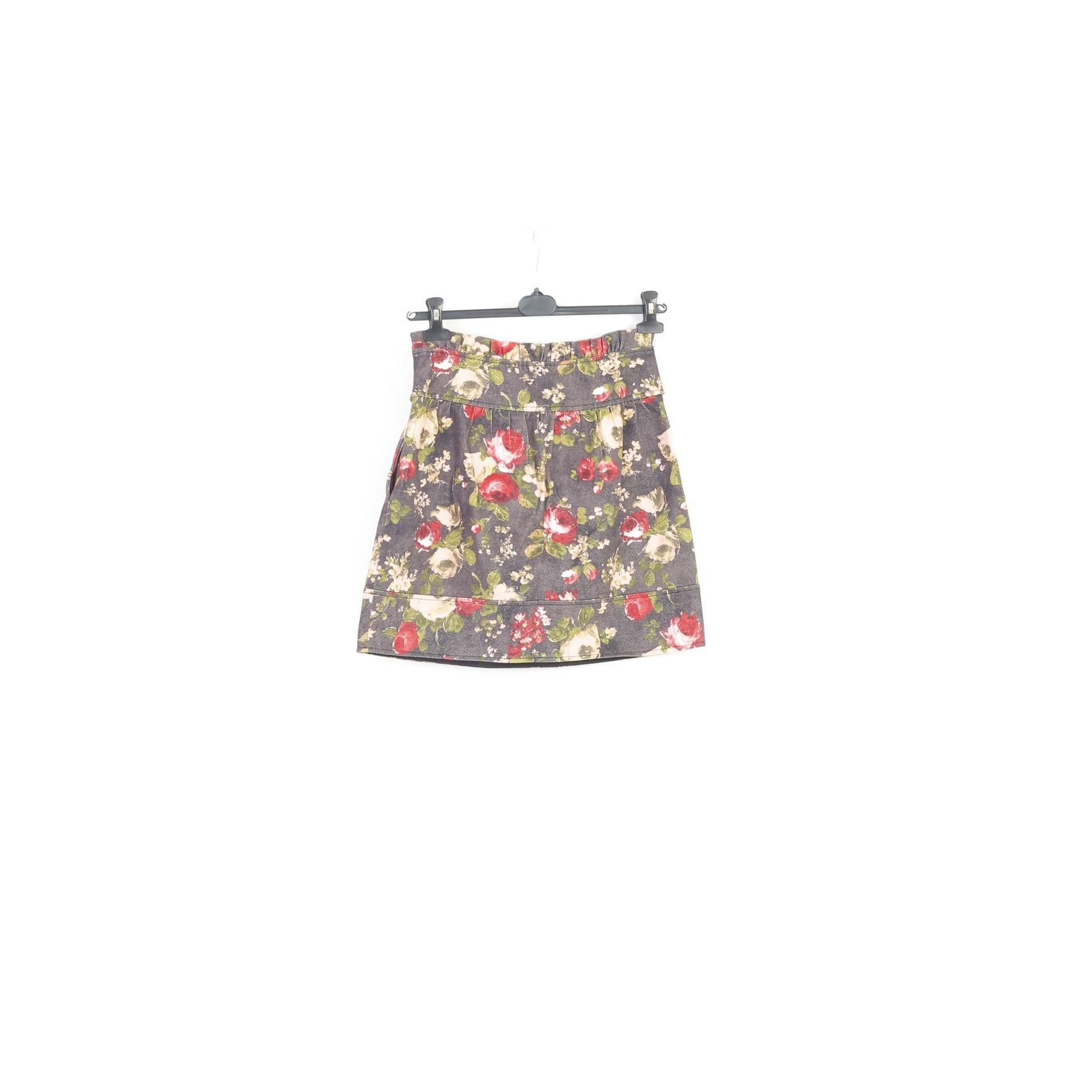 Love Moschino Femme 6 S Jupe Coton Floral Italie Multicolore Ceinturé