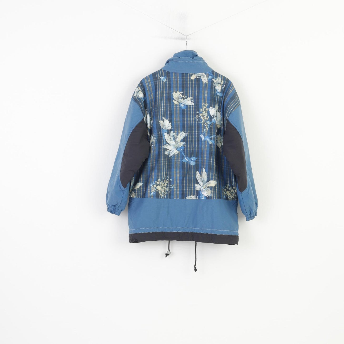 Active Swiss Design Women 40 L Jacket Blue Nylon  Retro Full Zipper Outwear Vintage Top