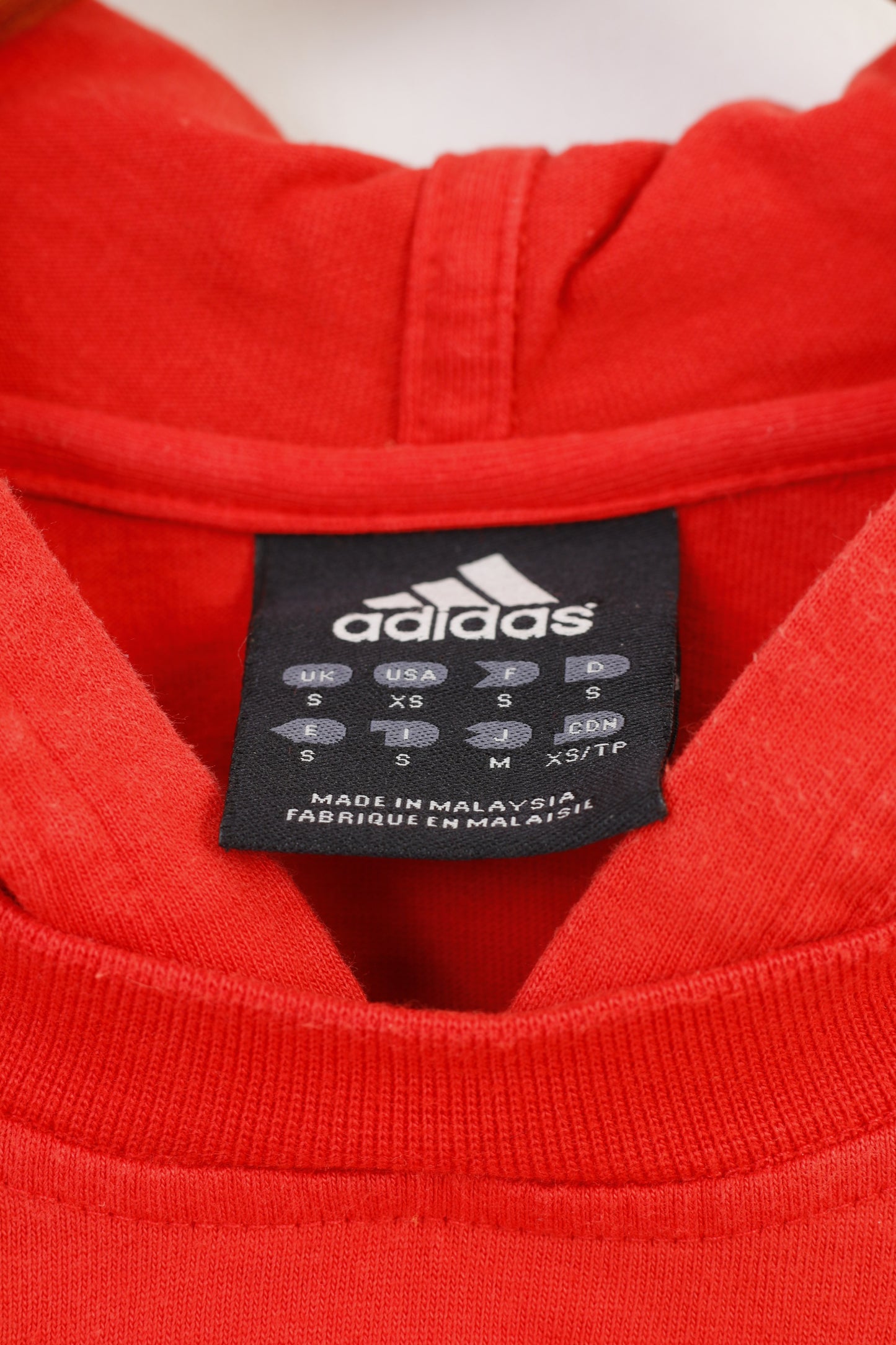 Adidas Haut à capuche à manches longues en coton rouge à 3 bandes pour hommes