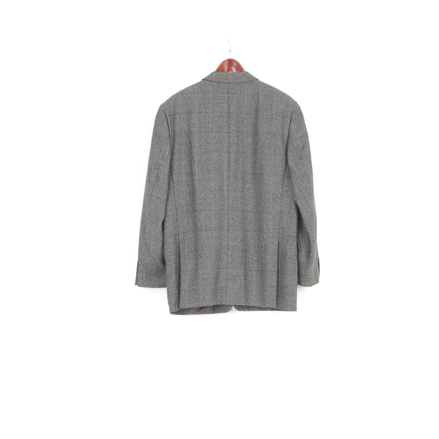 Desch Men 52  Blazer Wool Grey Breasted Jacket Buttons Pockets Top