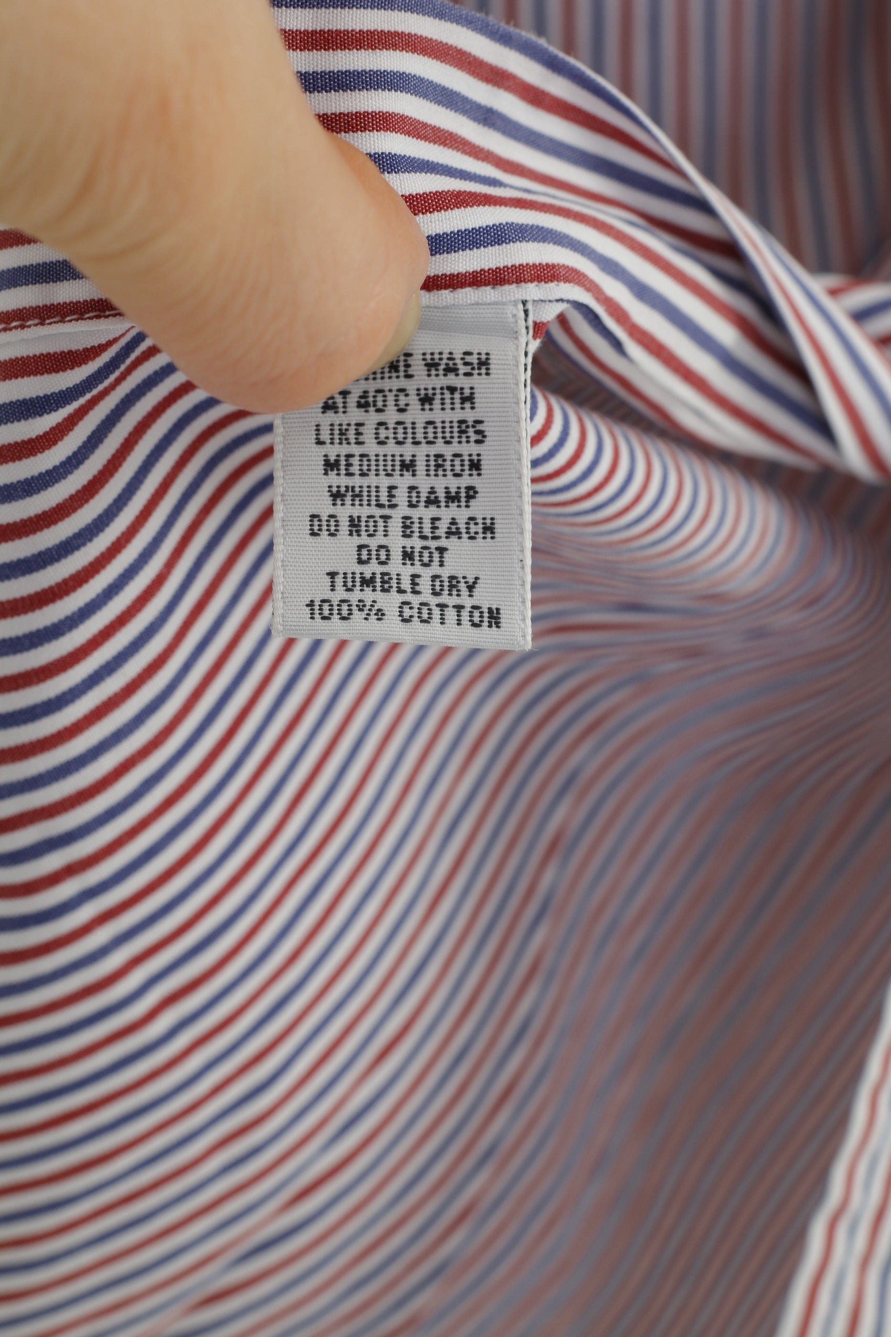 TM Lewin Men 16 35 L Casual Shirt Blue Red Striped Long Sleeve  Cotton Lewin 100  Fit Classic Top