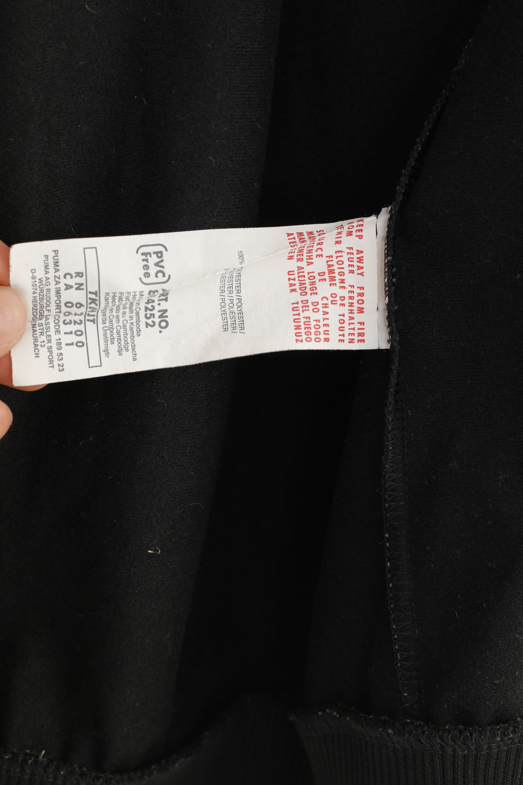 Felpa Puma Donna 32/34 Felpa Nera a Maniche Lunghe con Cerniera Intera e Colletto