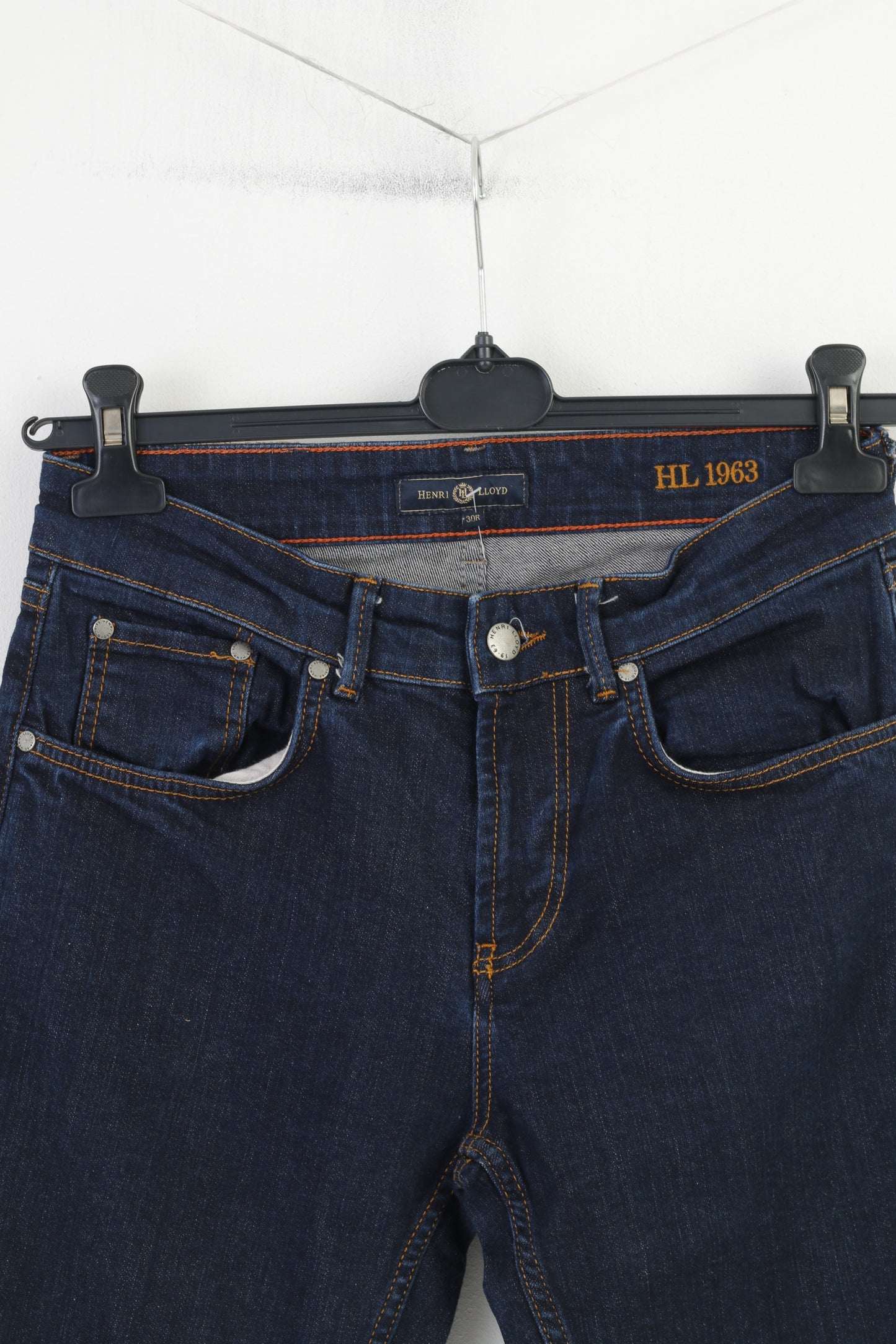 Henri Lloyd Pantaloni jeans da donna 30 Pantaloni vintage a gamba dritta in cotone blu scuro 