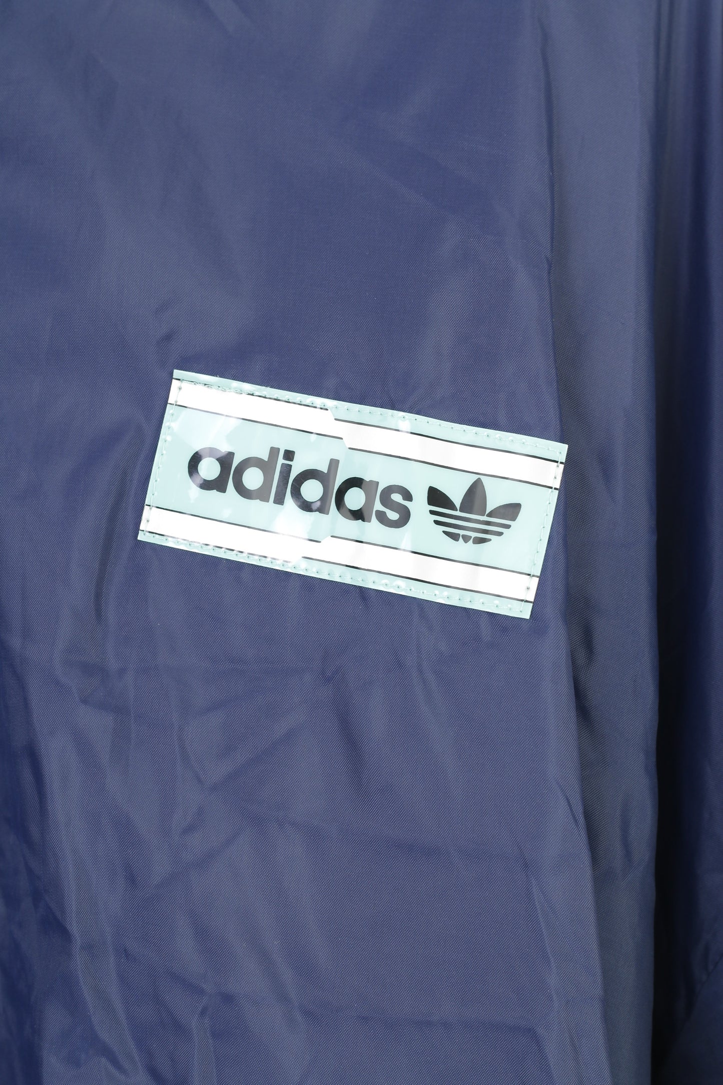 Giacca Adidas da uomo 186 L blu navy vintage anni '90 blu impermeabile con cerniera intera e cappuccio