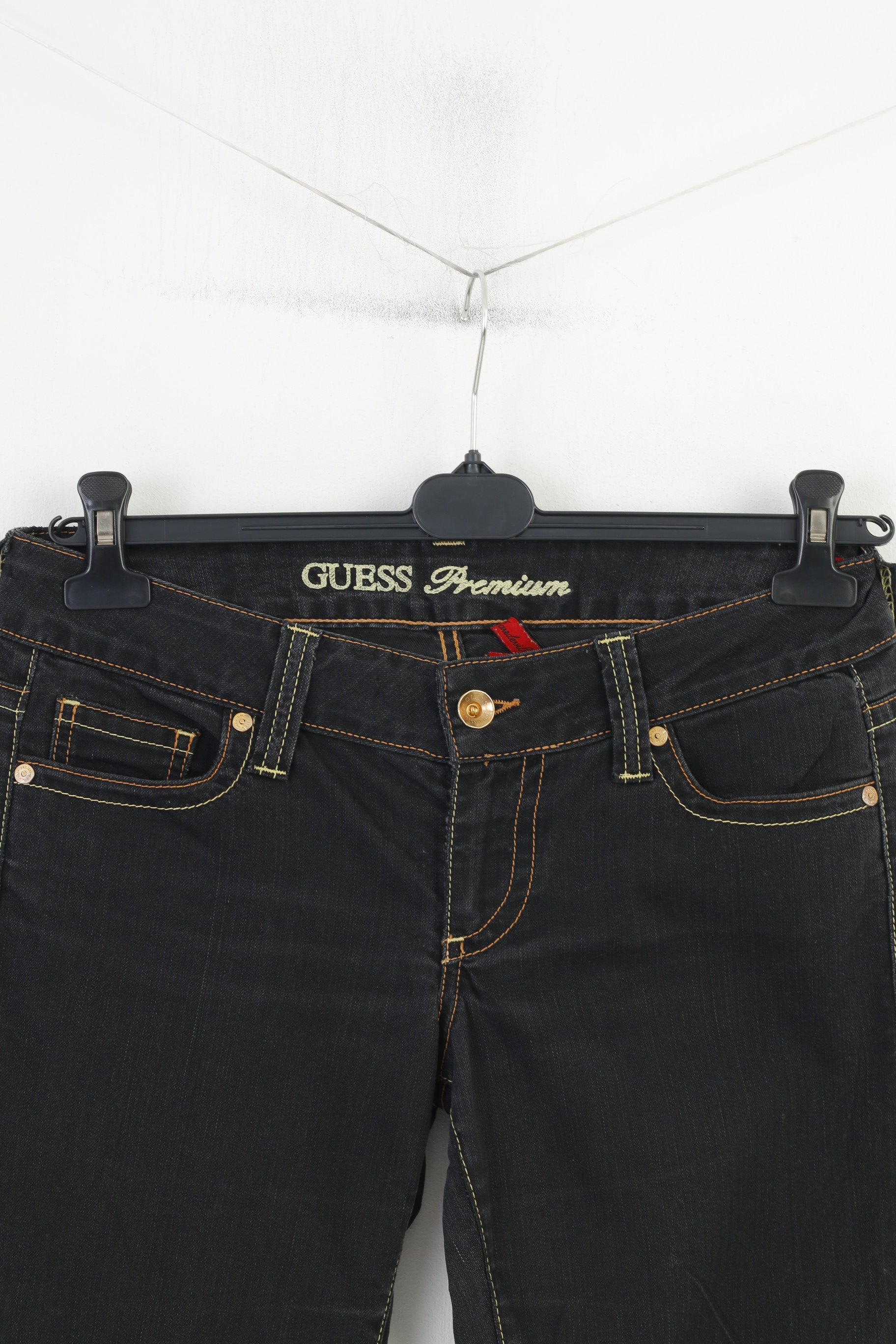 GUESS Premium Women 30 Jeans Trousers Navy Cotton Straight Leg Denim Vintage Pants