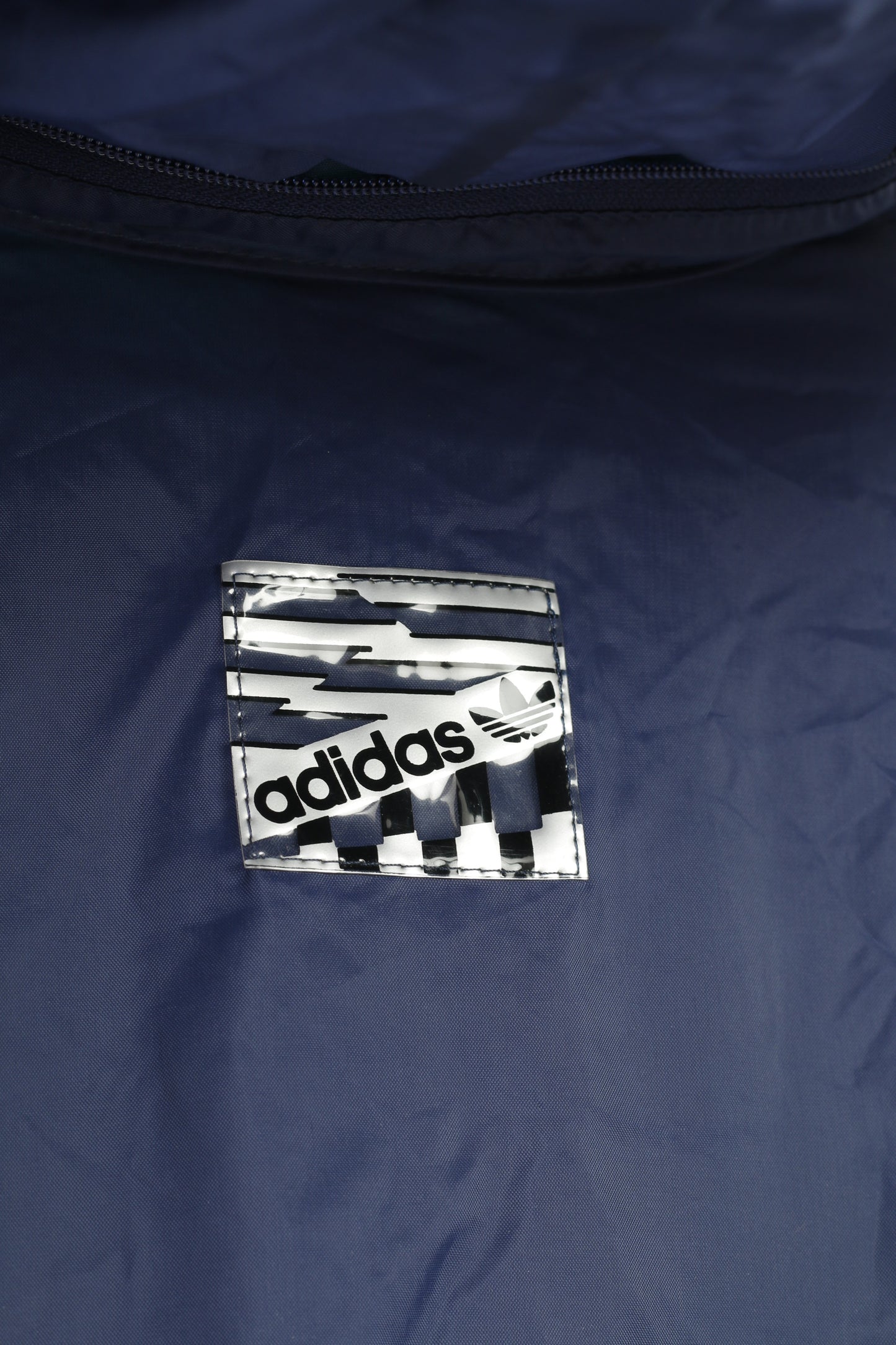 Giacca Adidas da uomo 186 L blu navy vintage anni '90 blu impermeabile con cerniera intera e cappuccio