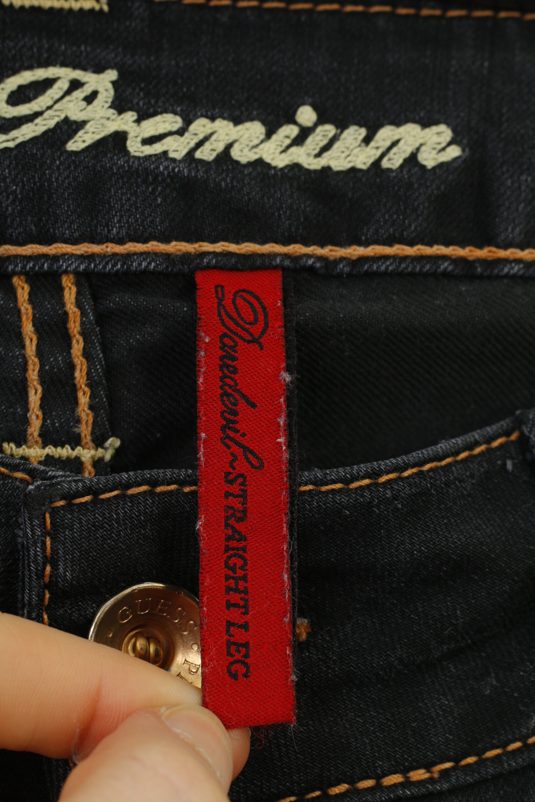 GUESS Premium Women 30 Jeans Trousers Navy Cotton Straight Leg Denim Vintage Pants