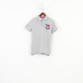 Hilfiger Denim Men M XS Polo Shirt Grey Cotton NYC Slim Fit Vintage Short Sleeve Top