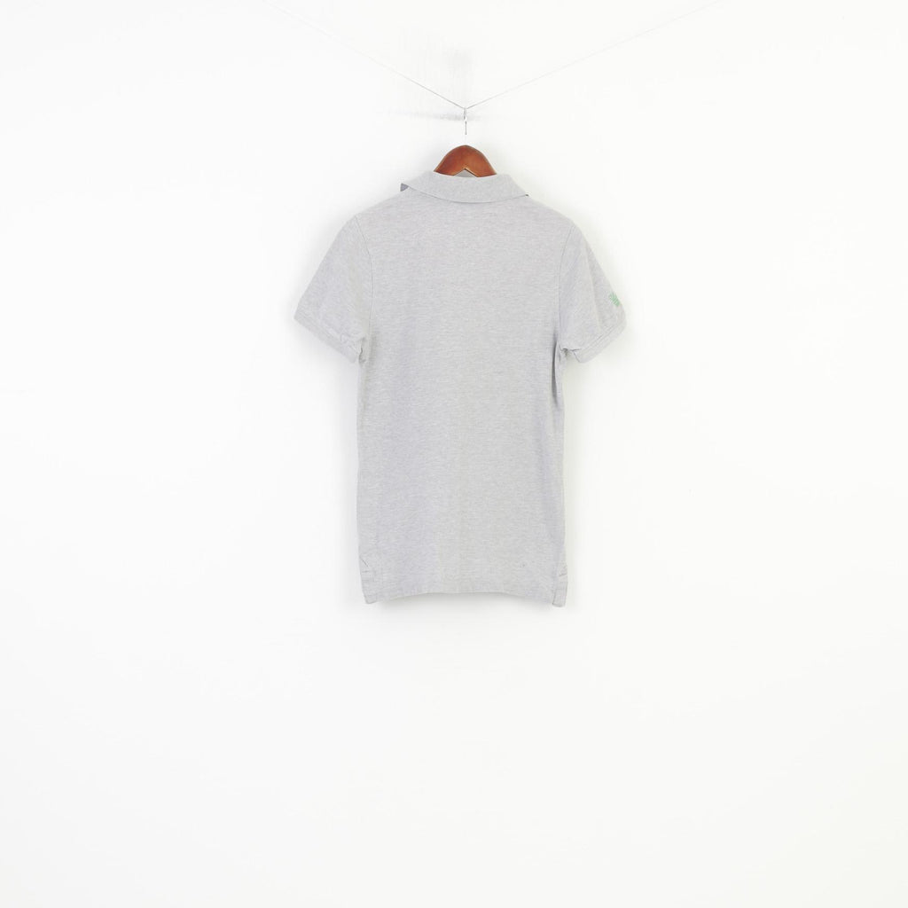 Polo Hilfiger Denim da uomo M XS in cotone grigio NYC slim fit vintage a maniche corte