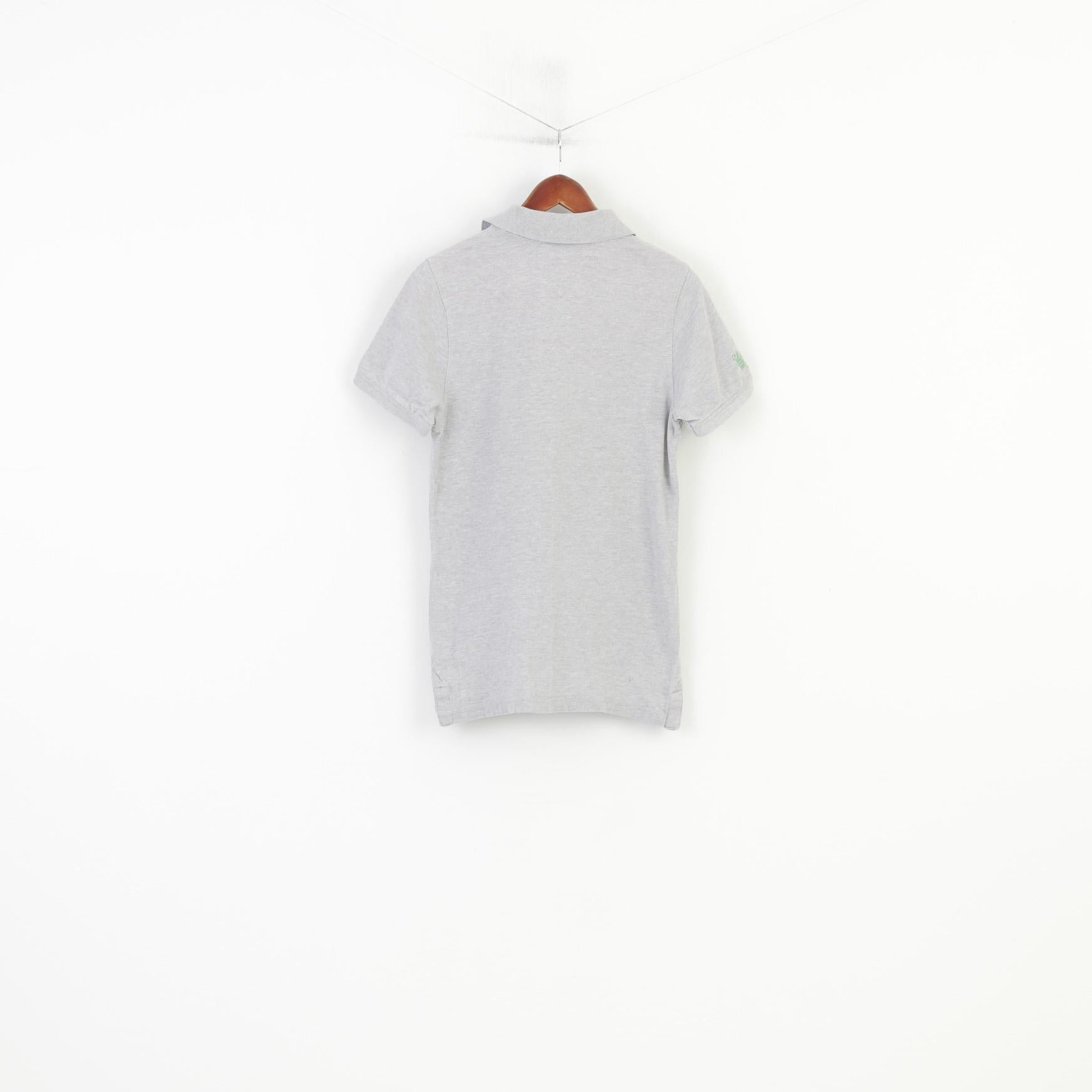 Polo Hilfiger Denim da uomo M XS in cotone grigio NYC slim fit vintage a maniche corte