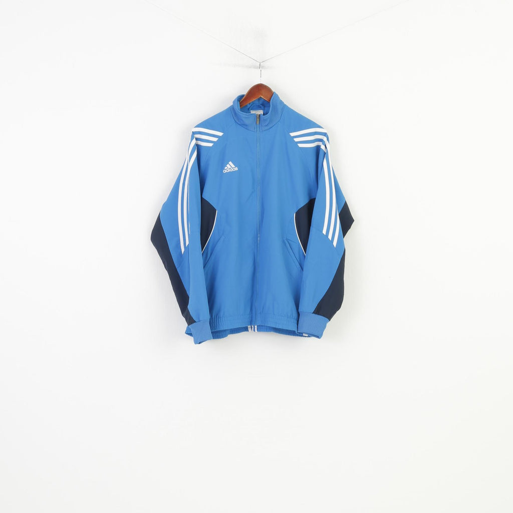 Adidas Men 38 40 M Jacket Blue Full Zipper Lightweight Sportswear Top