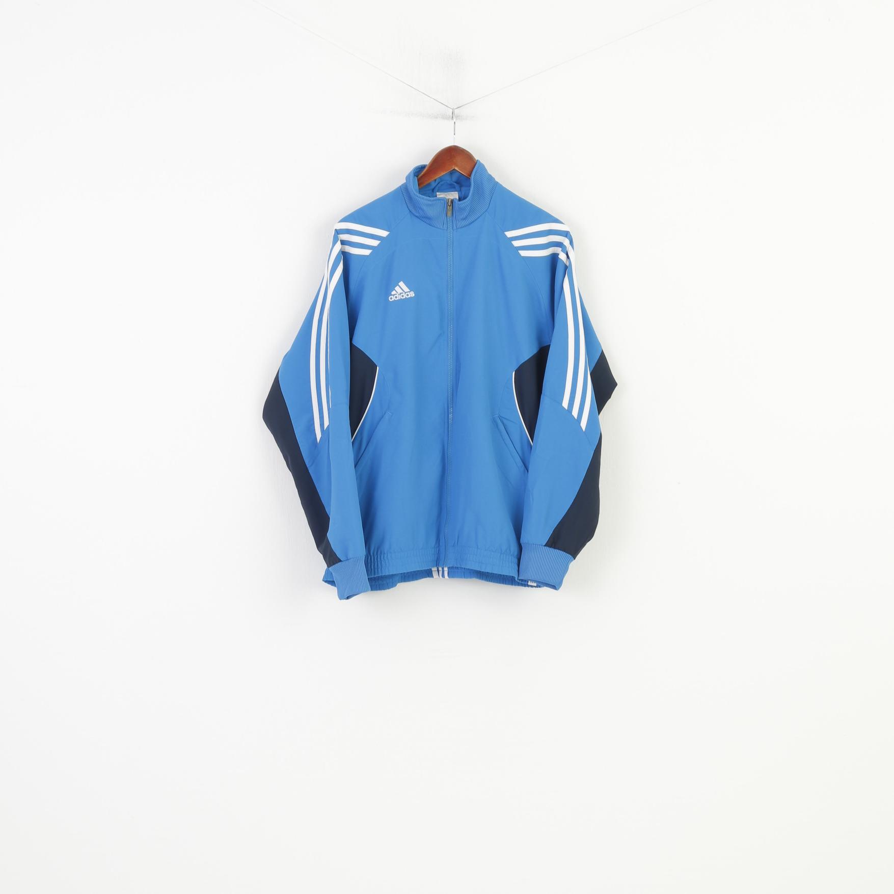 Adidas Men 38 40 M Jacket Blue Full Zipper Lightweight Sportswear Top