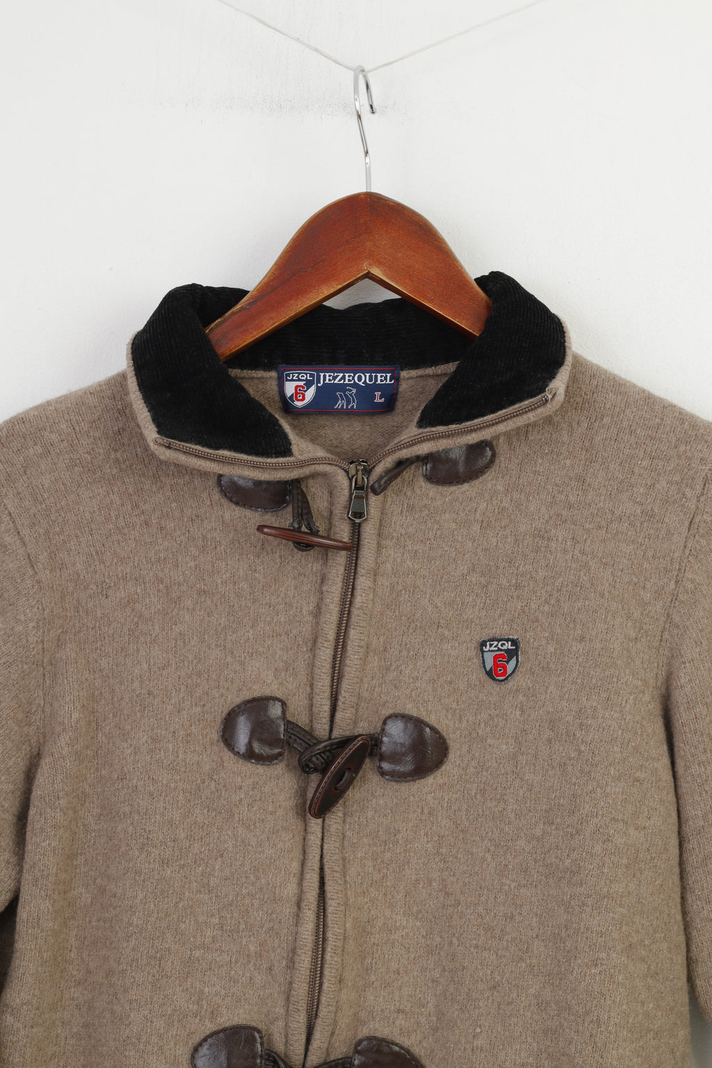 Jezequel Garçons L Enfants Sweat Marron Laine Fermeture Éclair Complète Manches Longues Boutons Col Haut