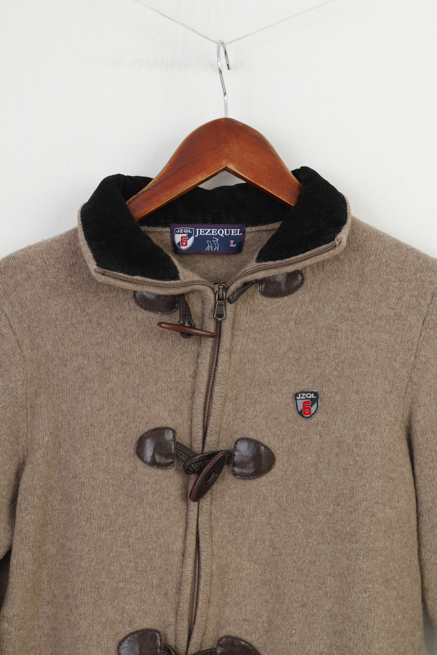 Jezequel Garçons L Enfants Sweat Marron Laine Fermeture Éclair Complète Manches Longues Boutons Col Haut