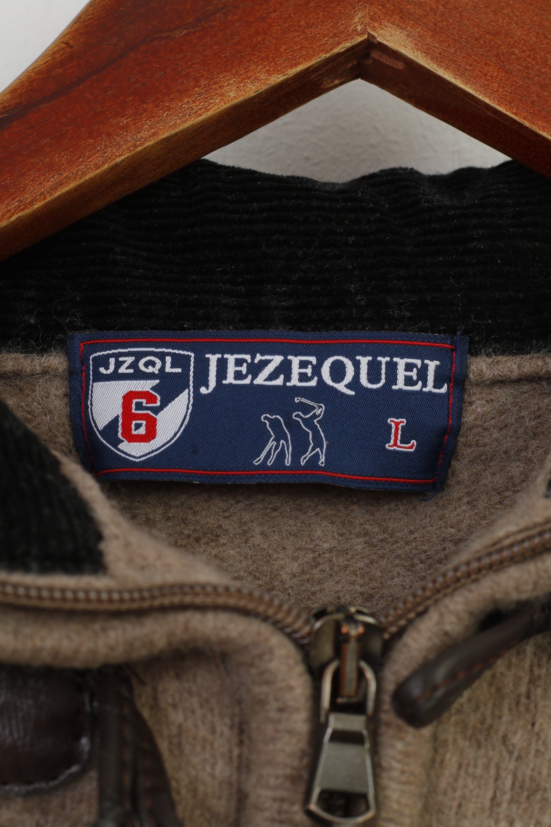 Jezequel Garçons L Enfants Sweat Marron Laine Fermeture Éclair Complète Manches Longues Boutons Col Haut