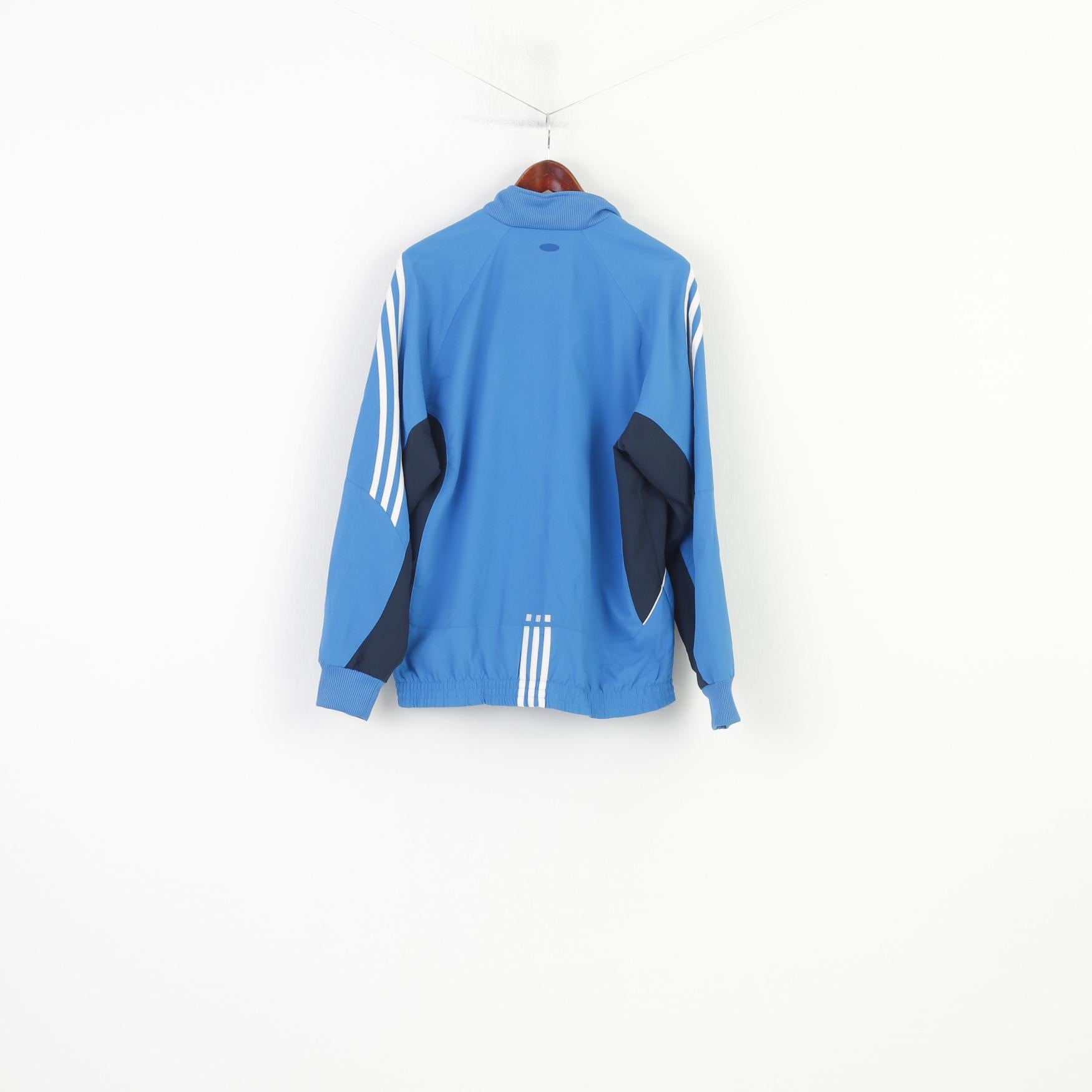 Adidas Men 38 40 174 M Jacket Blue Vintage Full Zipper Lightweight Sportswear Top