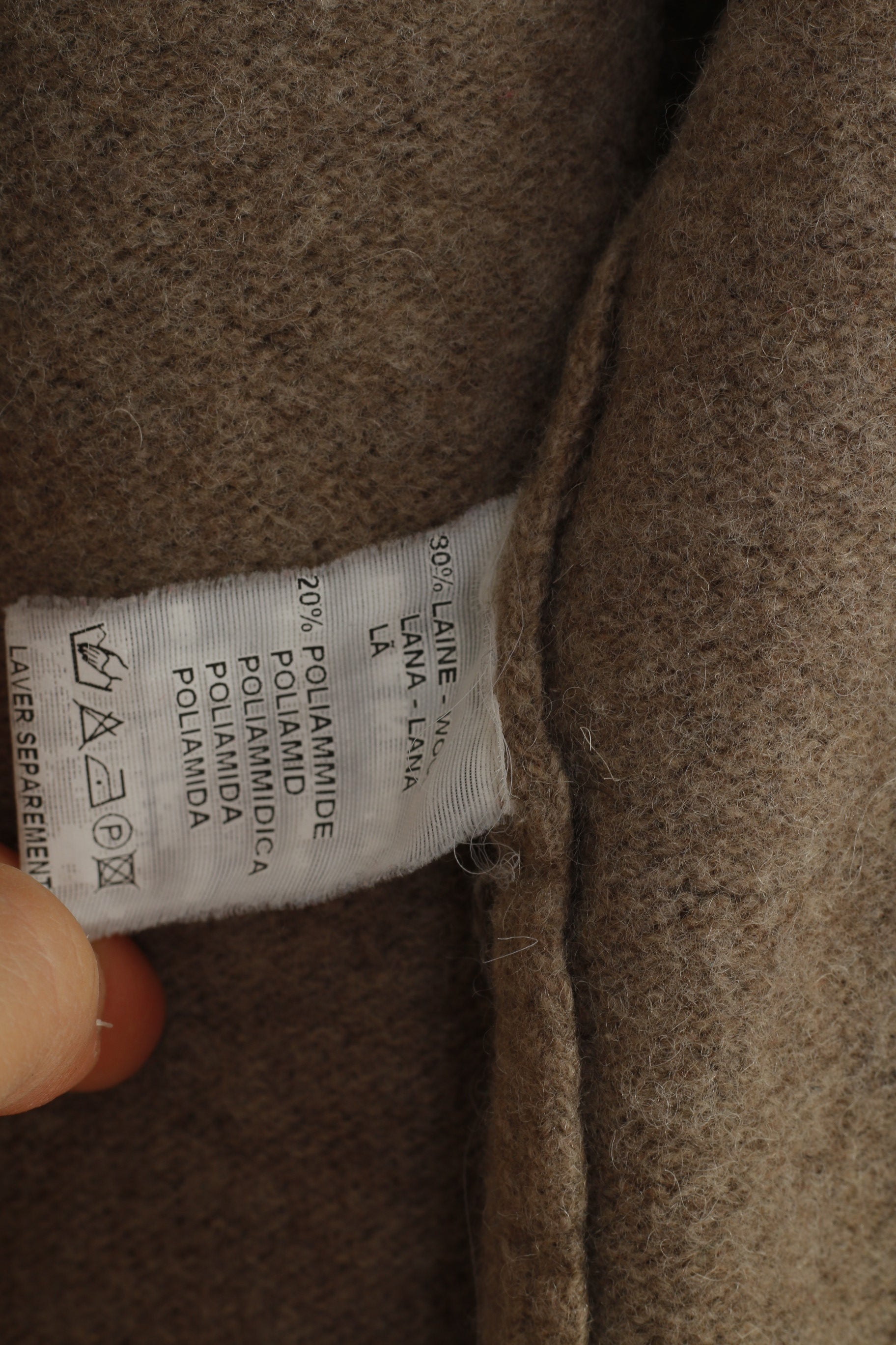 Jezequel Garçons L Enfants Sweat Marron Laine Fermeture Éclair Complète Manches Longues Boutons Col Haut