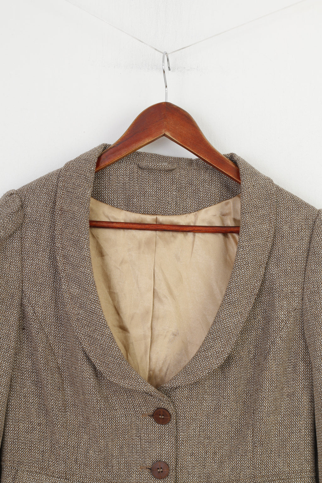 F&F Woman 16 Jacket Brown Buttons Collar Short Decorative Pockets Top