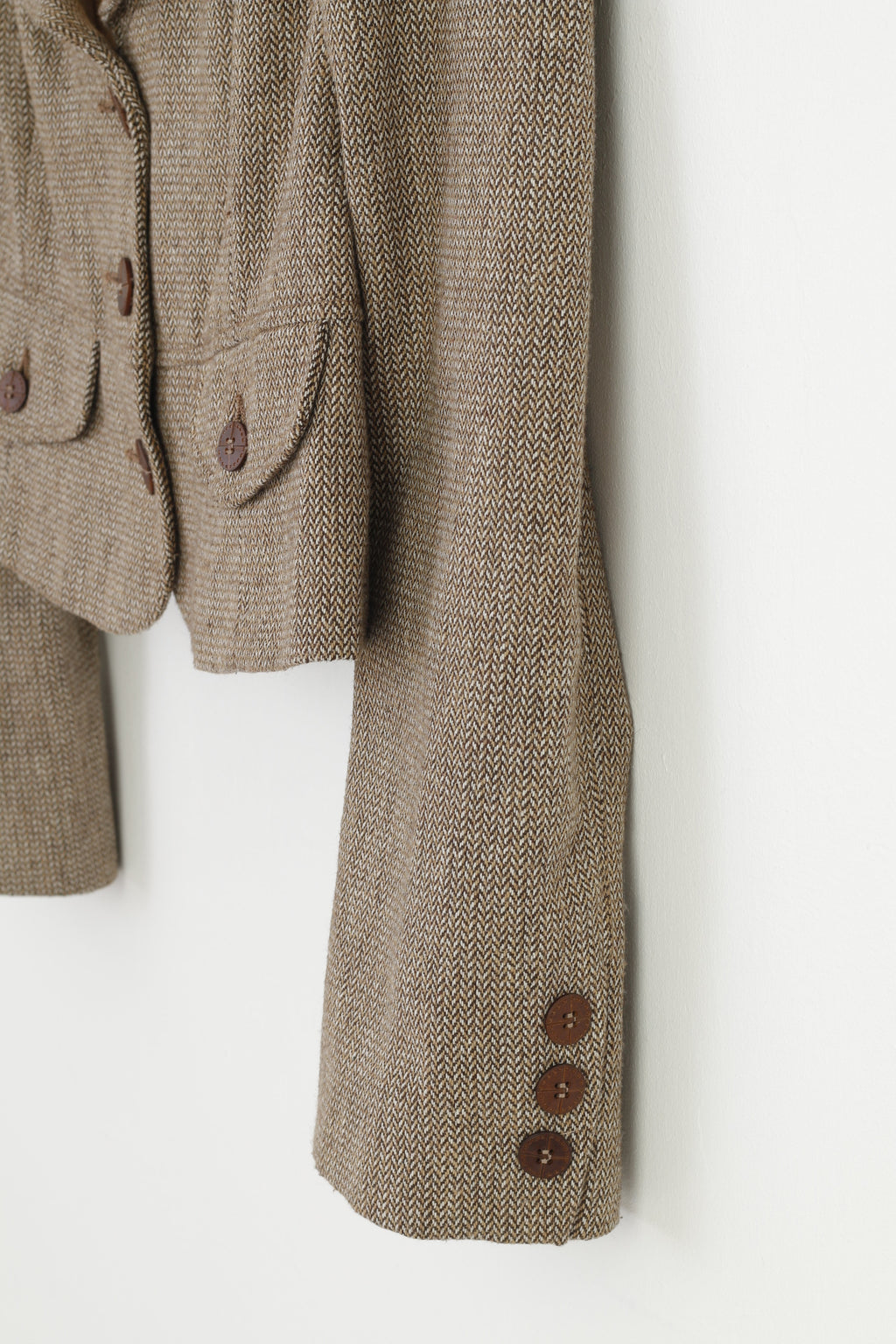 F&F Woman 16 Jacket Brown Buttons Collar Short Decorative Pockets Top
