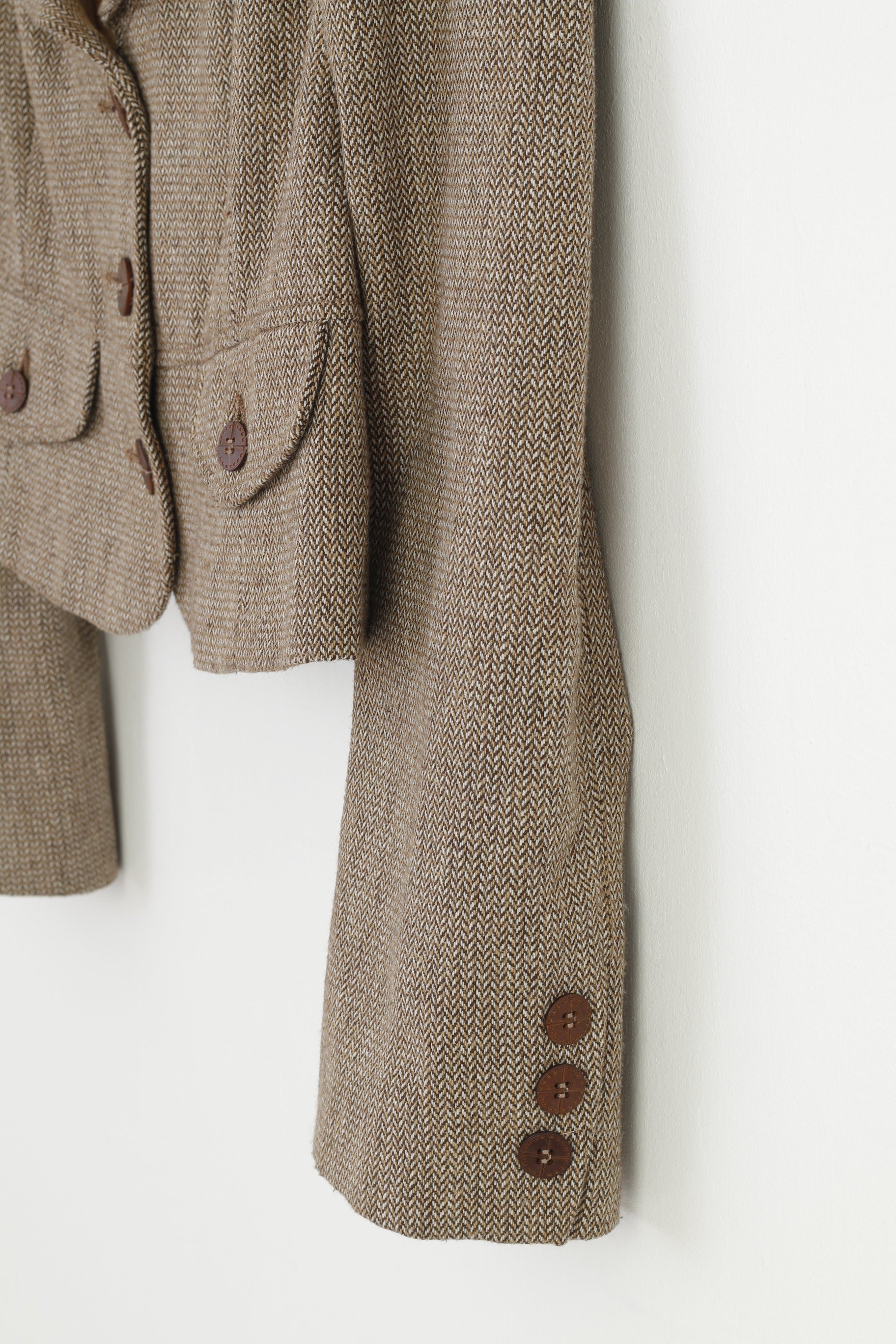 F&F Woman 16 Jacket Brown Buttons Collar Short Decorative Pockets Top
