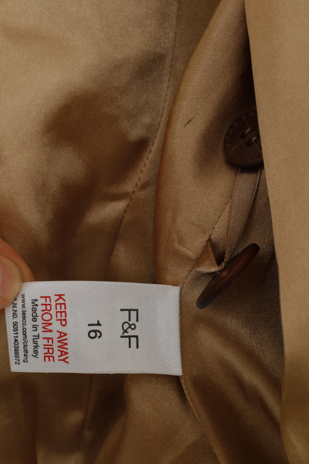 F&F Woman 16 Jacket Brown Buttons Collar Short Decorative Pockets Top