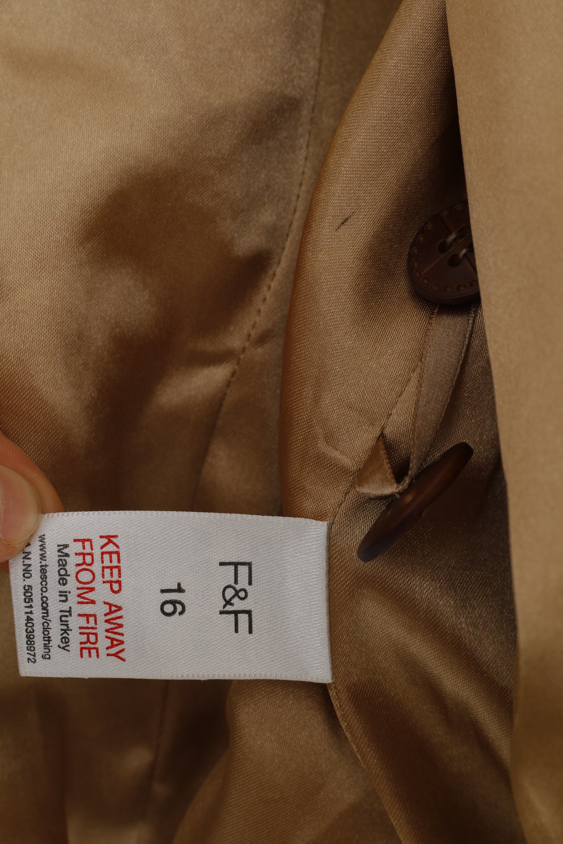 F&F Woman 16 Jacket Brown Buttons Collar Short Decorative Pockets Top