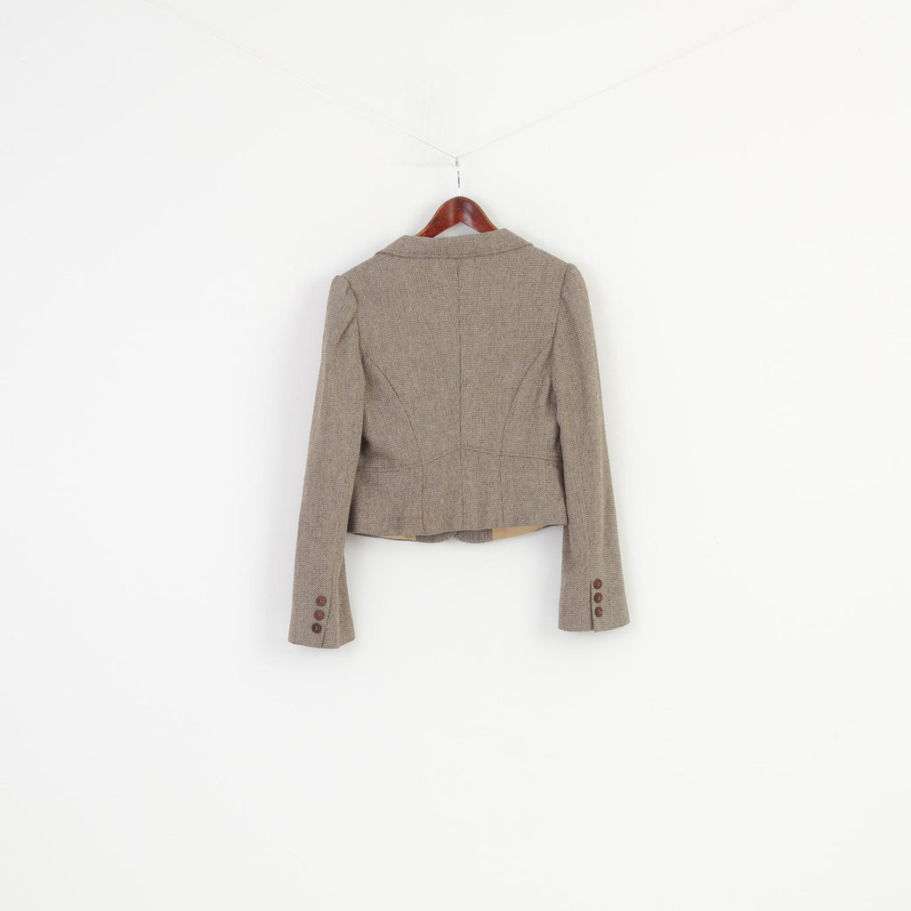 F&F Woman 16 Jacket Brown Buttons Collar Short Decorative Pockets Top